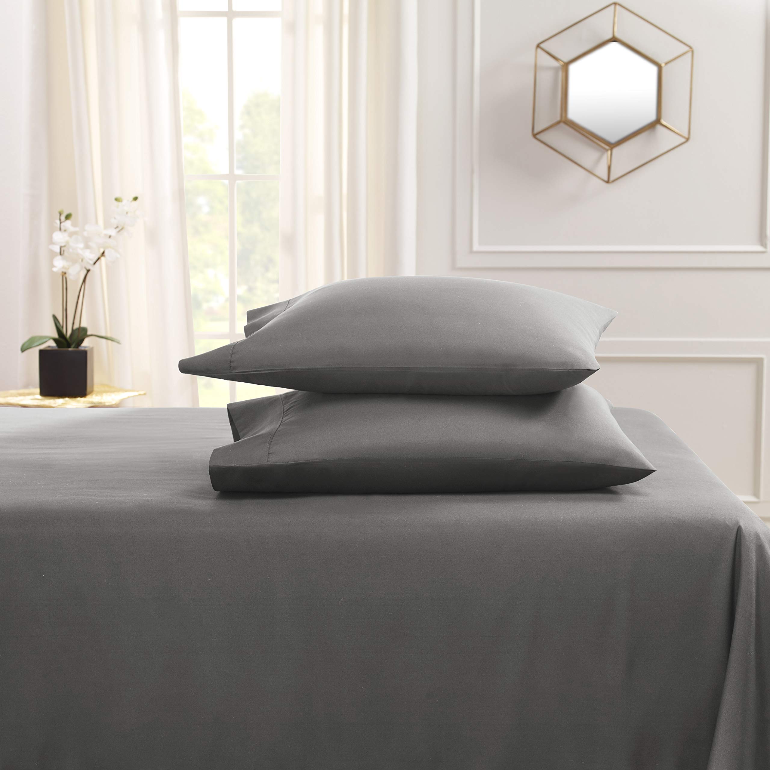 Empyrean California King Sheet Set - 4 Piece Ultra Soft Microfiber Bedding - Luxury Hotel Quality Charcoal Gray Sheets with Deep Pockets & Elastic Corners - Perfect for Master Bedrooms & Guest Rooms