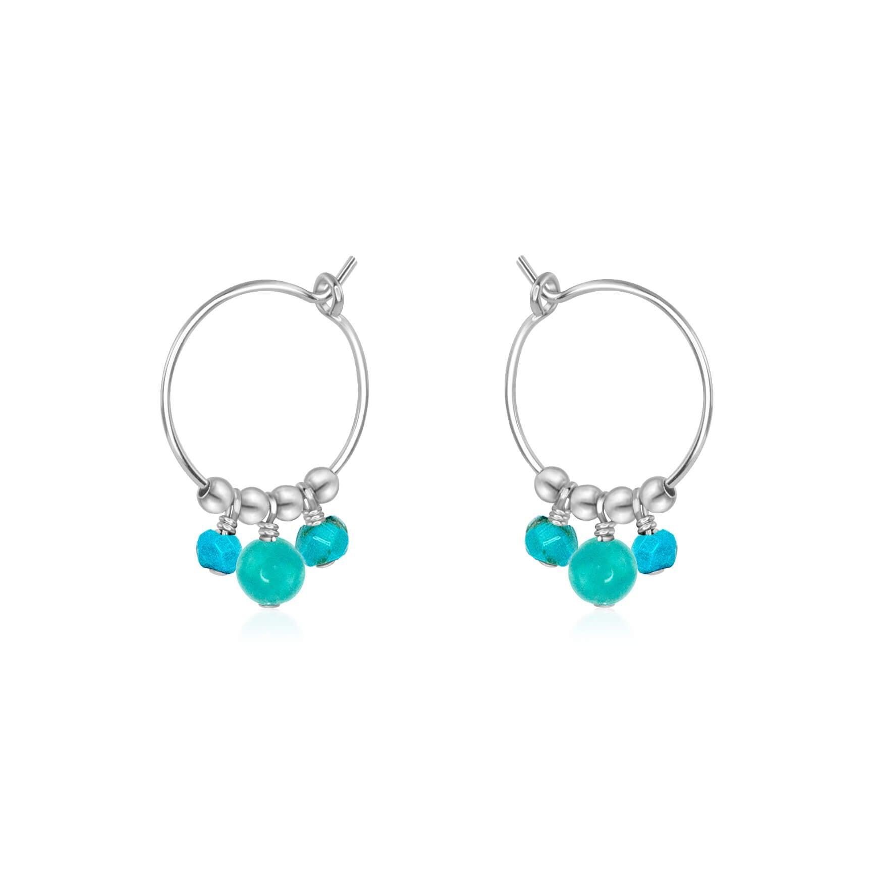 Turquoise Gemstone Bead Drop Hoop Earrings for Women | Handmade Boho Chic Jewelry | Perfect for Casual Wear, Parties & Gift Giving