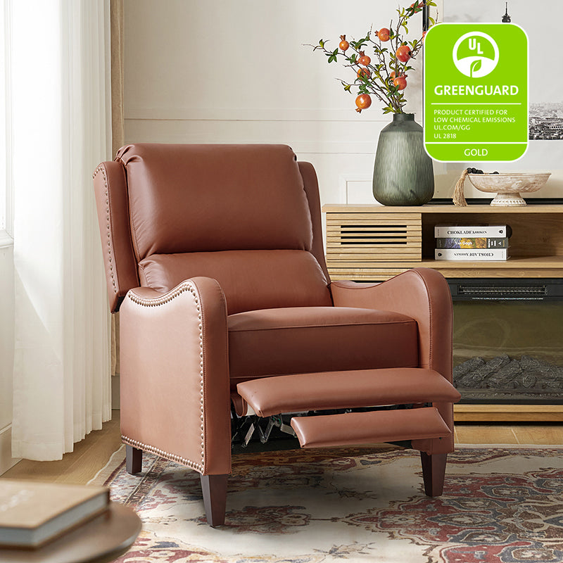 Deliat Genuine Leather Recliner Chair - Premium Comfort for Living Room, Home Theater & Office - Adjustable Footrest & Lumbar Support - Brown PU Leather Sofa for Relaxation & Entertainment