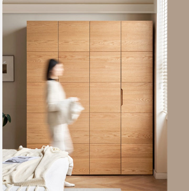 Solid Oak Wood Wardrobe with High Doors - Spacious Storage for Bedroom, Closet & Home Organization