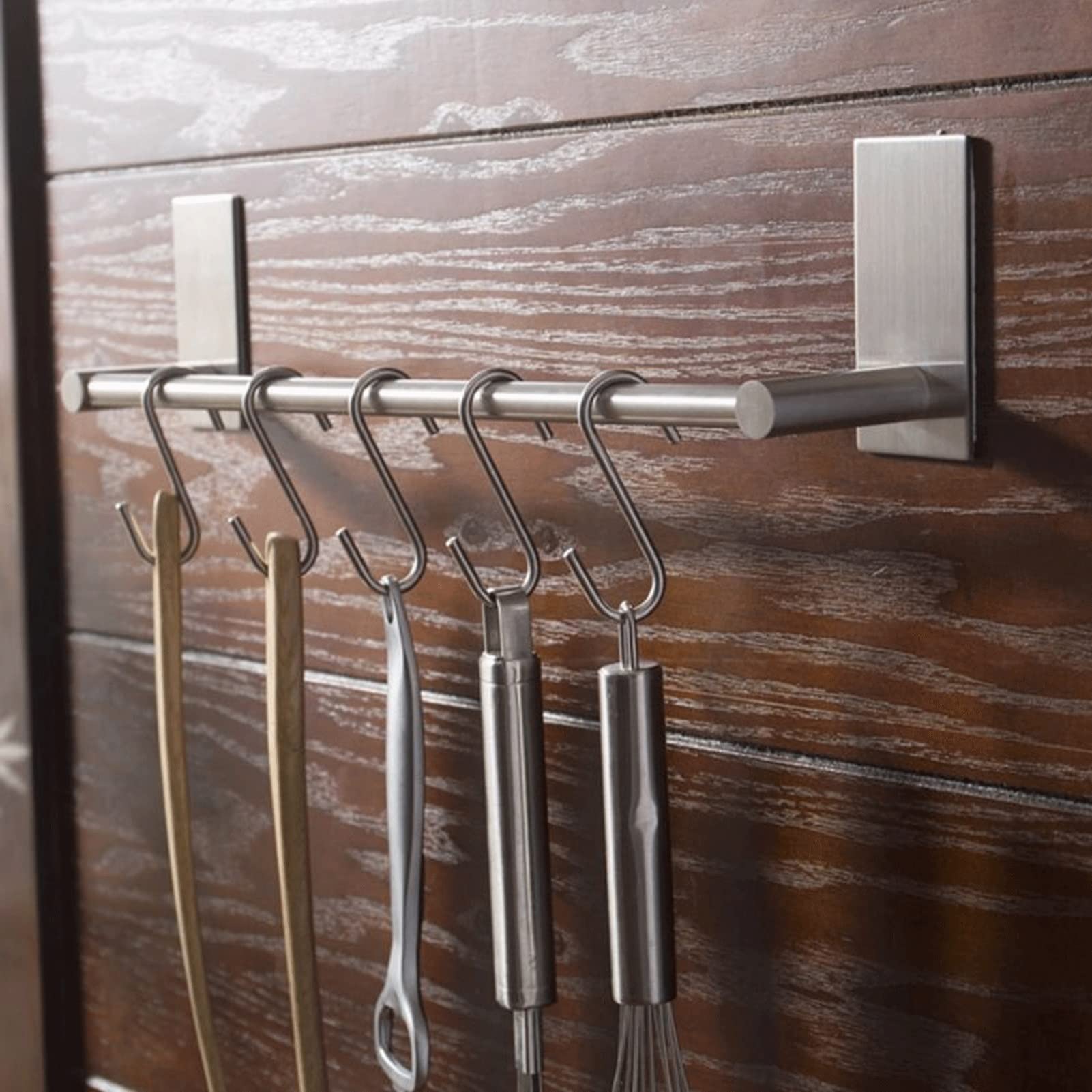 Stainless Steel Wall Mounted Towel Rack - No Drill Bathroom & Kitchen Storage Organizer for Towels, Robes & Utensils - Perfect for Small Spaces, Laundry Room & Balcony (30CM, Silver)