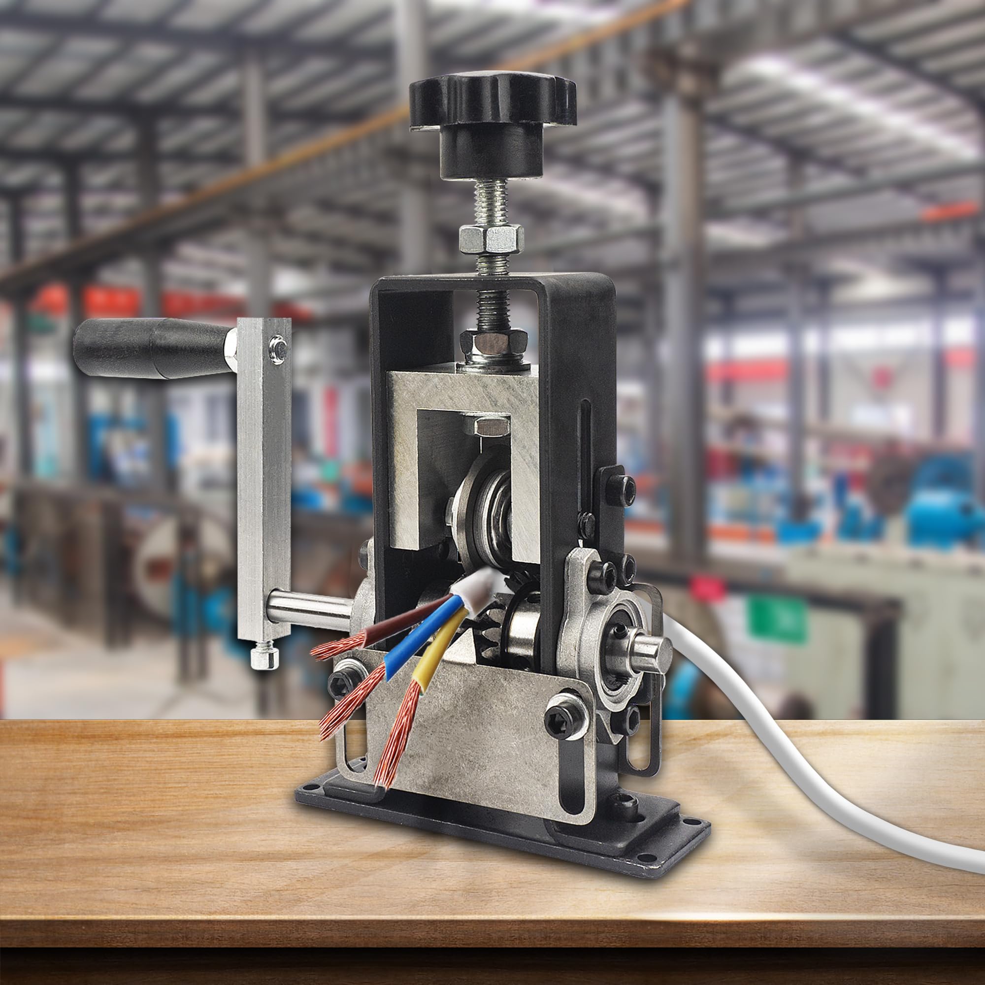 Ezebesta Manual Wire Stripper Machine - Copper & Aluminum Wire Stripping Tool with Hand Crank, Portable Construction for Electricians & DIY Projects - Perfect for Home Renovation, Electrical Work & Cable Recycling
