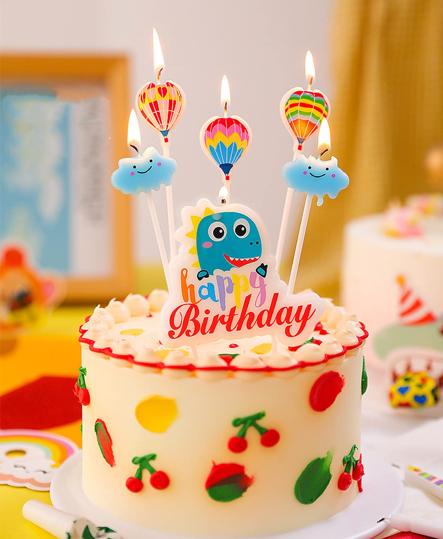 Dinosaur Candle Set - 6 Pack Cartoon T-Rex Birthday Candles for Kids, Party Decorations & Cake Toppers | Perfect for Birthday Parties, Baby Showers & Dinosaur Themed Events