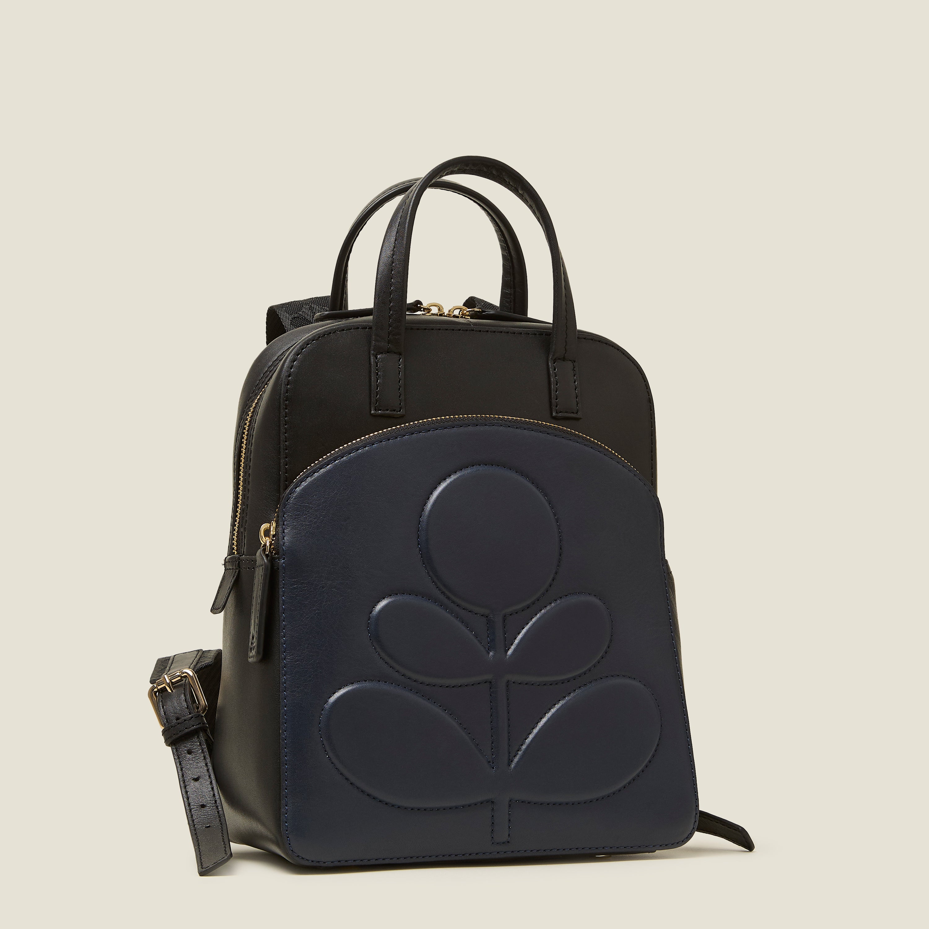 Emilia Petite Backpack for Women - Stylish Embossed Stem Design in Black - Perfect for Work, Travel & Everyday Use