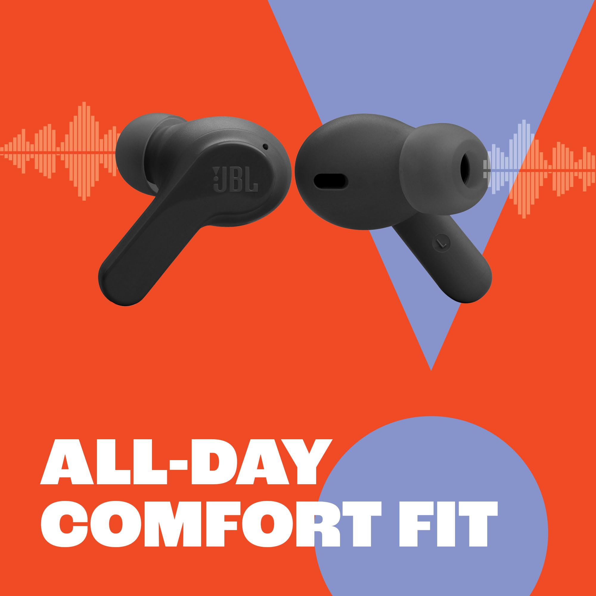 JBL Vibe Beam True Wireless Earbuds with Noise Cancellation, 32H Playtime, IP54 Waterproof - Beige Bluetooth Headphones for Gym, Running & Travel