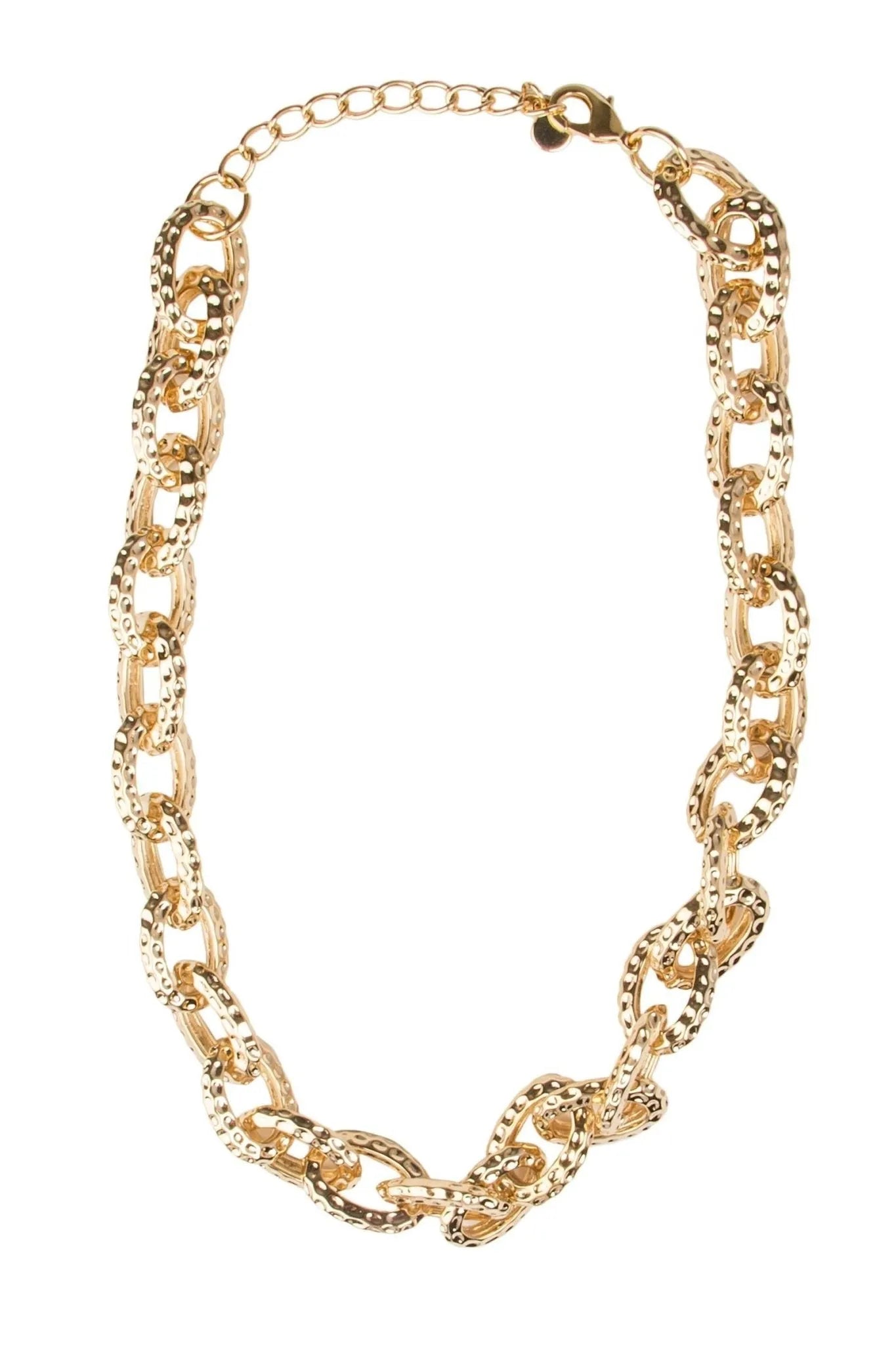 Hammered Gold Chain Necklace for Women - 14K Gold Plated Chunky Link Necklace - Elegant Layering Jewelry for Everyday Wear, Parties & Gifts