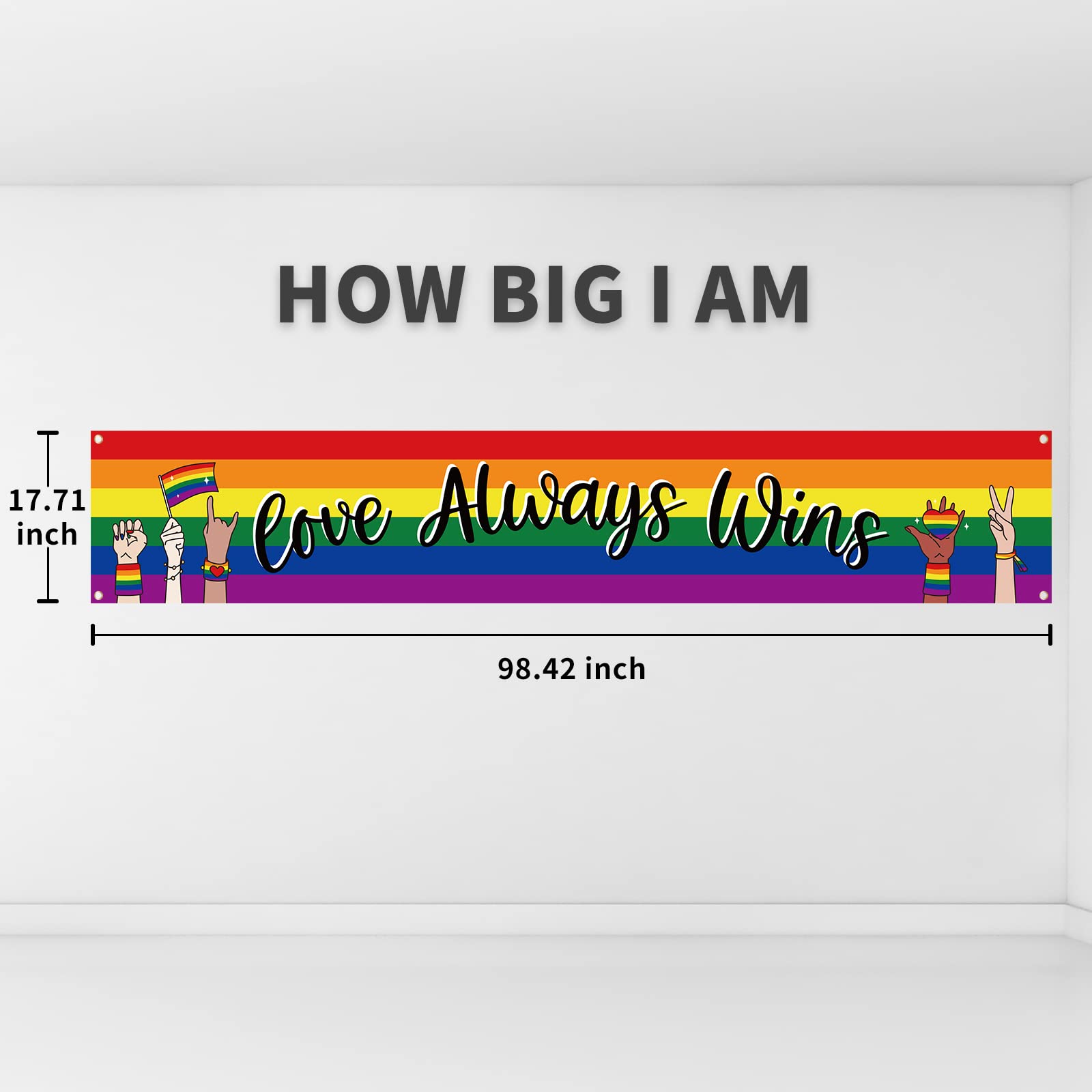 Pride Month Rainbow Banner Party Supplies – LGBT Gay Love Sign Backdrop for Outdoor Indoor Decorations, Parades, Weddings & Pride Events