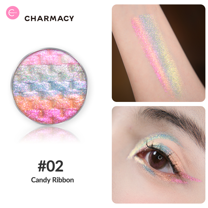 CHARMACY Chameleon Rainbow Flash Highlighter & Eyeshadow Palette - Long Lasting Pigmented Makeup for Party, Festival & Night Out Glam Looks