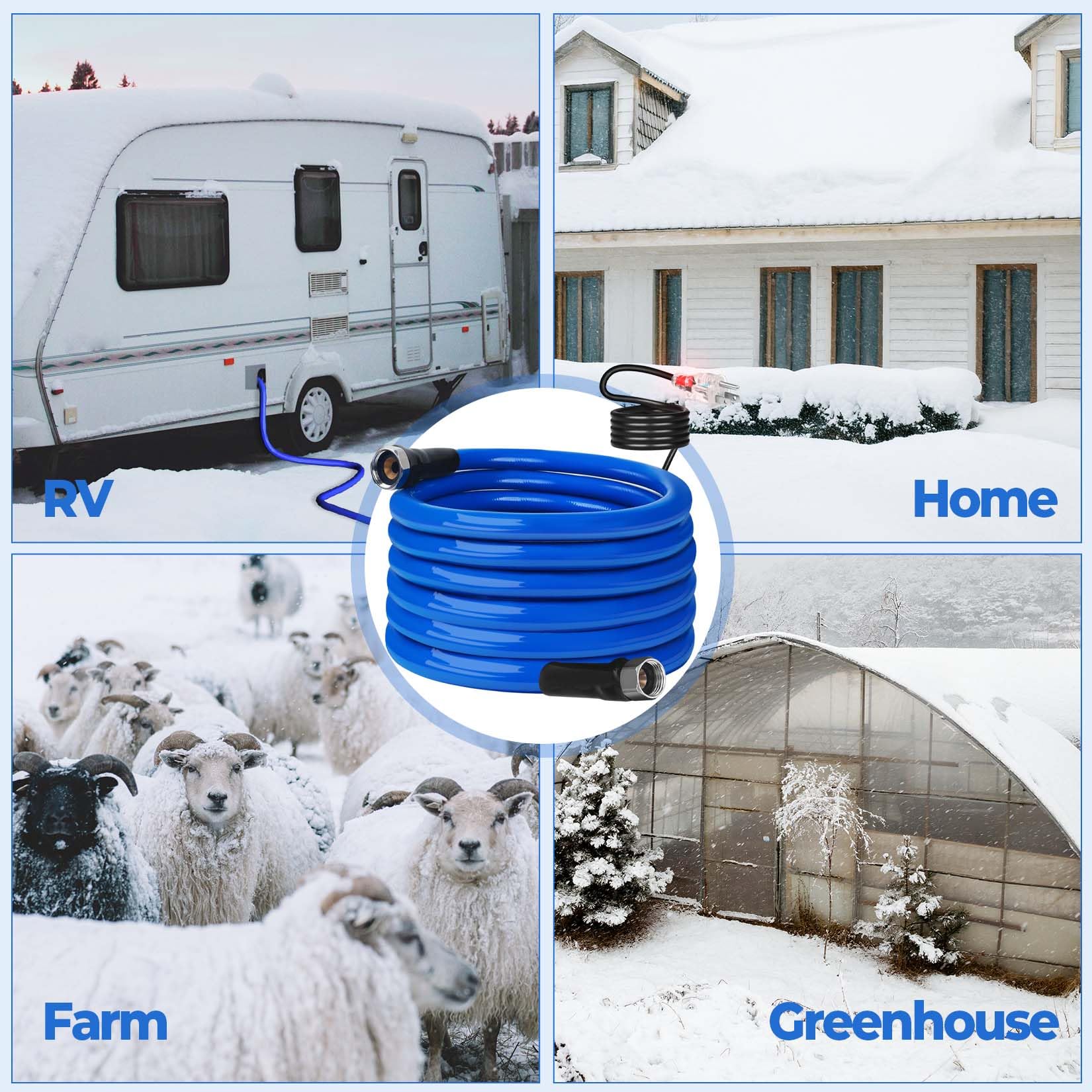30FT Heated RV Water Hose -45℉ Freeze Proof, Upgraded 4.0 Drinking Safe Garden Hose with Anti-Freeze Technology | Perfect for Winter Camping, RV Travel & Outdoor Watering