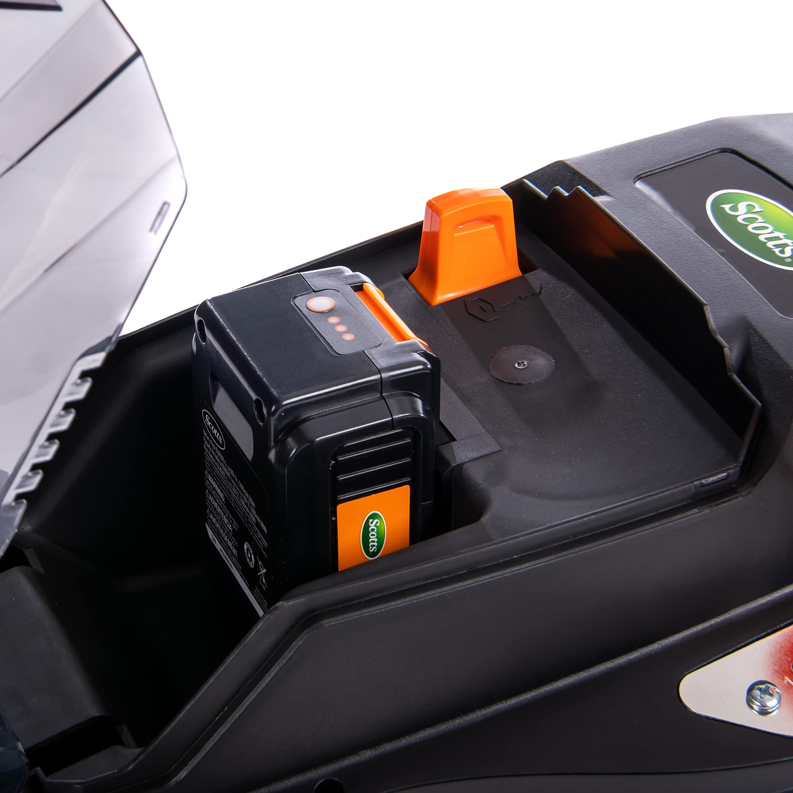 Scotts 20V 16-Inch Cordless Lawn Mower with 5.0Ah Battery & Fast Charger - Lightweight Electric Push Mower for Small to Medium Yards (Black/Orange) | Perfect for Residential Lawns, Backyards & Landscaping