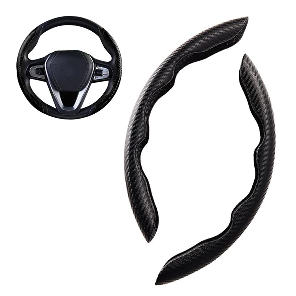 Carbon Fiber Steering Wheel Cover - Non-Slip Protector for Cars & Trucks (38cm) - Driving Comfort