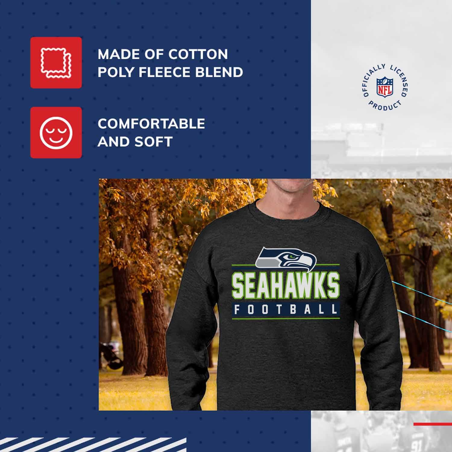 NFL True Fan Crewneck Sweatshirt for Men & Women - Cotton-Poly Fleece Pullover - Team Fan Apparel | Perfect for Game Day, Tailgating & Casual Wear