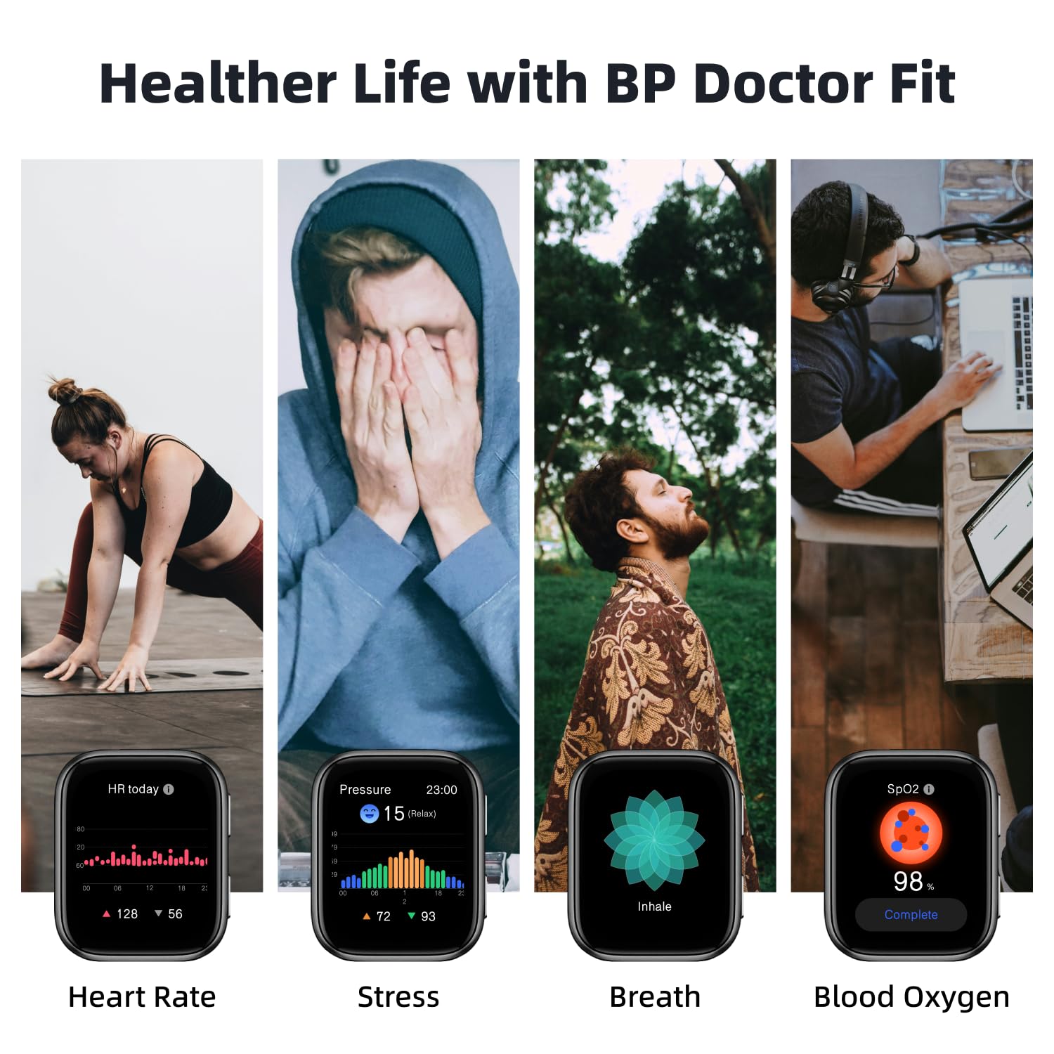 Smart Blood Pressure Watch with Patented Air Pump Cuff - 1.95