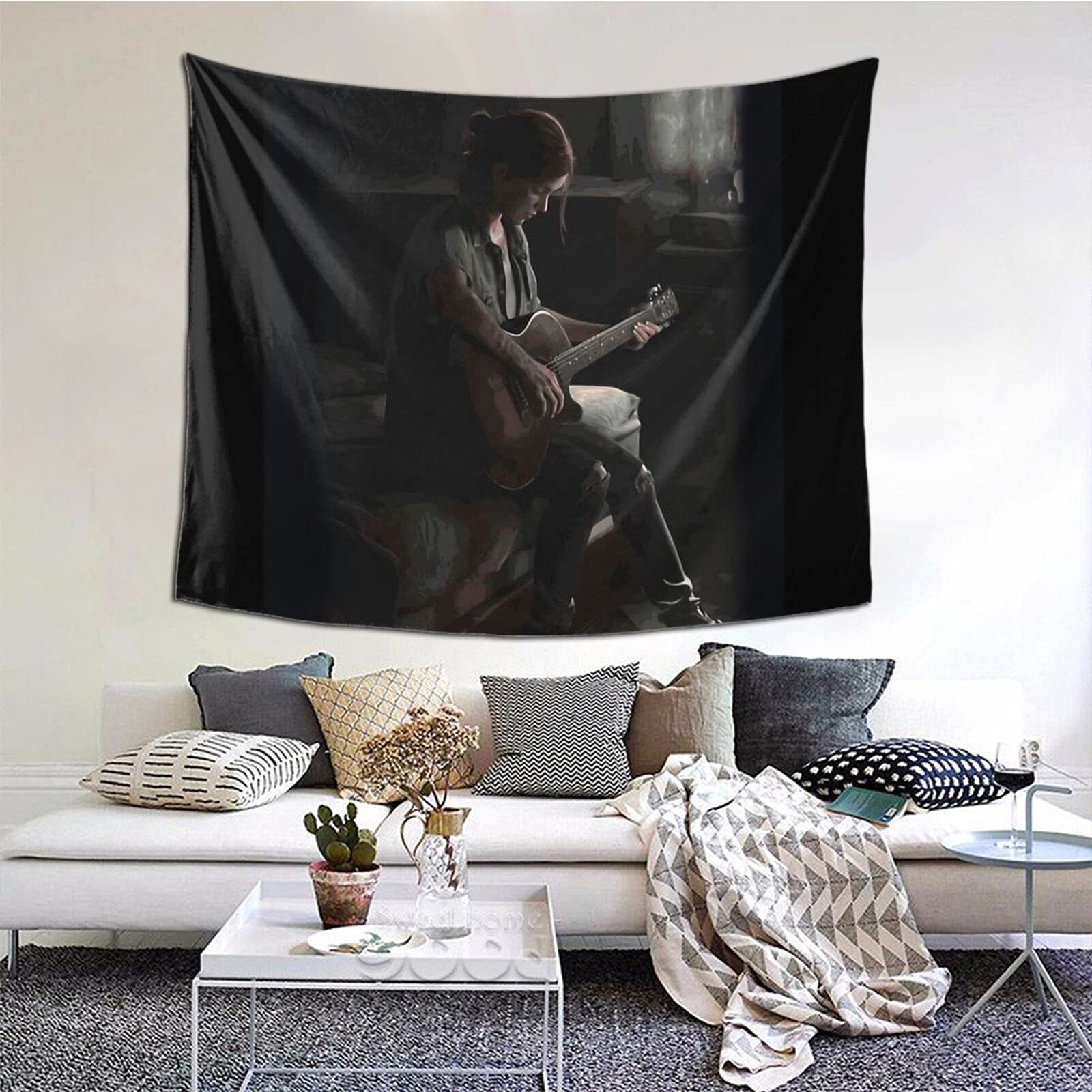 The Last of Us Part 2 Ellie Playing Guitar Wall Tapestry - 60x51 Inch Aesthetic Home Decor for Living Room, Bedroom & Game Room