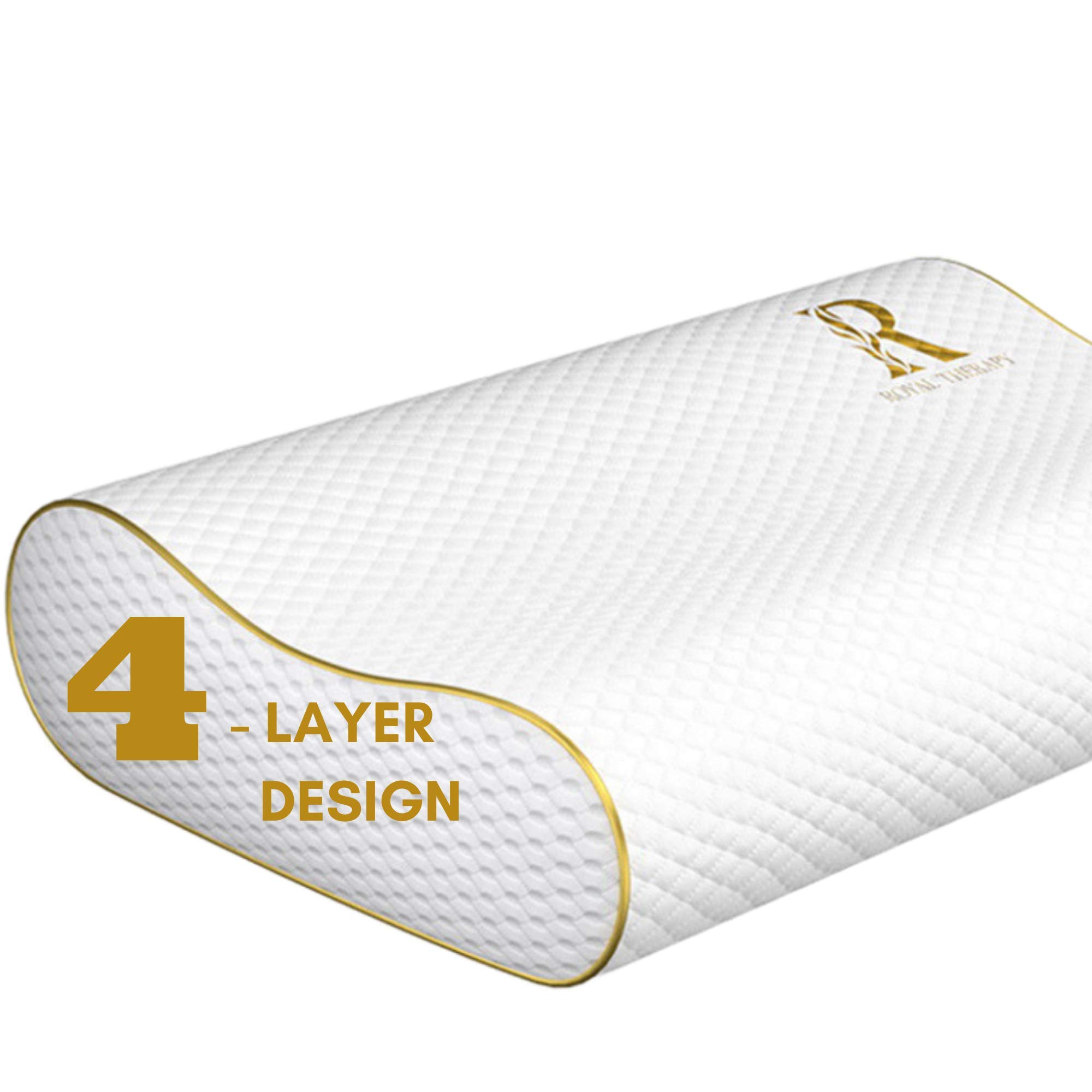 **4-Layer King Memory Foam Cervical Pillow for Neck Pain Relief – Orthopedic Contour Pillow for Side Sleepers & Back Sleepers, CertiPUR-US Certified – Perfect for Home, Office & Travel**