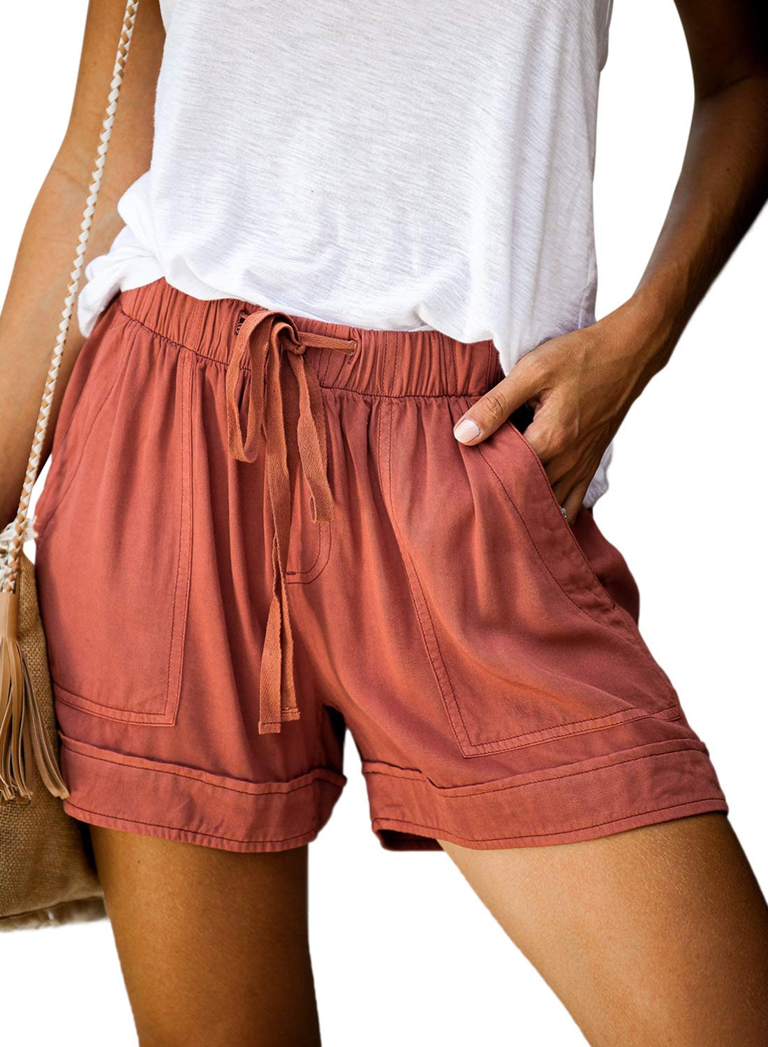 Dokotoo Women's Comfortable Drawstring Casual Elastic Waist Shorts with Pockets - Perfect for Summer, Travel, and Lounge Wear
