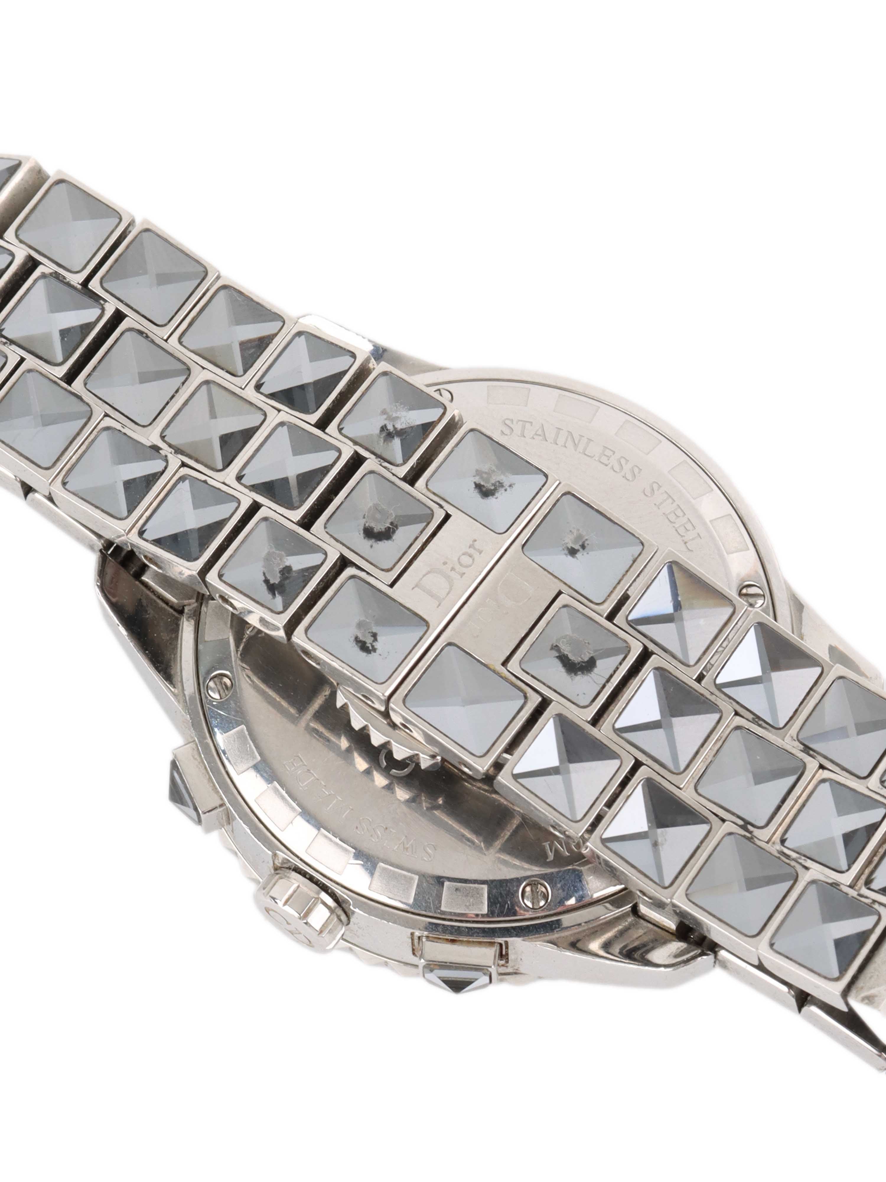Dior Christal Silver Sapphire Watch for Women | Luxury Fashion Timepiece | Perfect for Gifts, Parties & Special Occasions