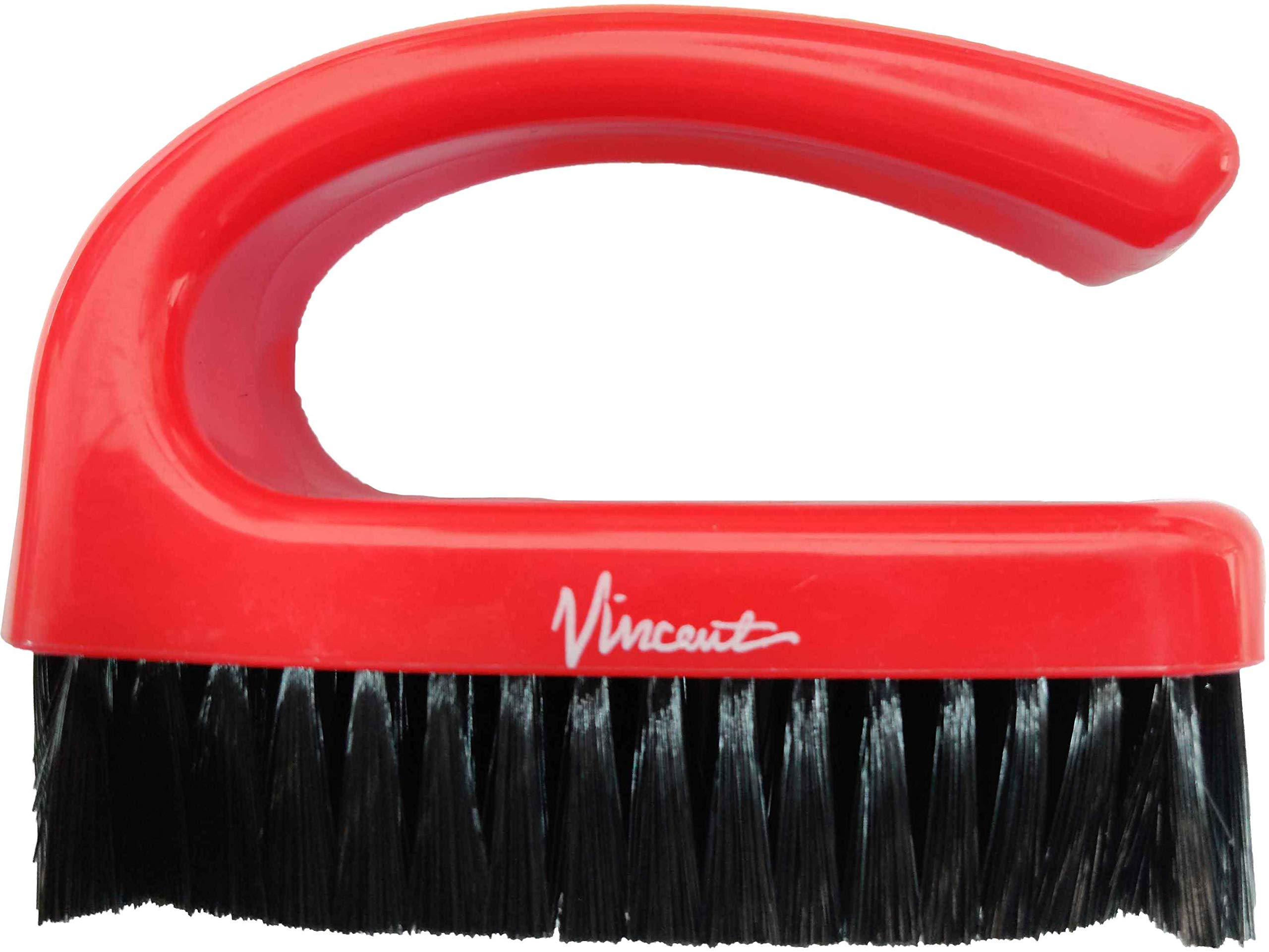 Professional C Handle Fade Brush for Hairdressing - Red Synthetic Bristles - Perfect for Salon Styling, Barber Fades & DIY Haircuts at Home