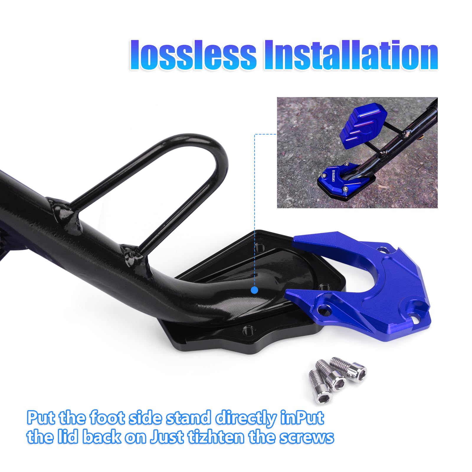 Motorcycle Kickstand Plate - Aluminum Alloy Anti-Sinking Pad for Outdoor Parking (Blue)