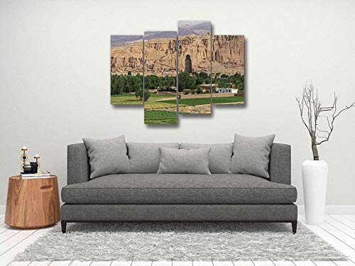Buddha Wall Art - Giant Buddha Canvas Painting Framed Poster, Abstract Buddha Decor for Home & Office, Spiritual Gift, 4-Panel Set - Perfect for Meditation Rooms, Living Room & Yoga Studios