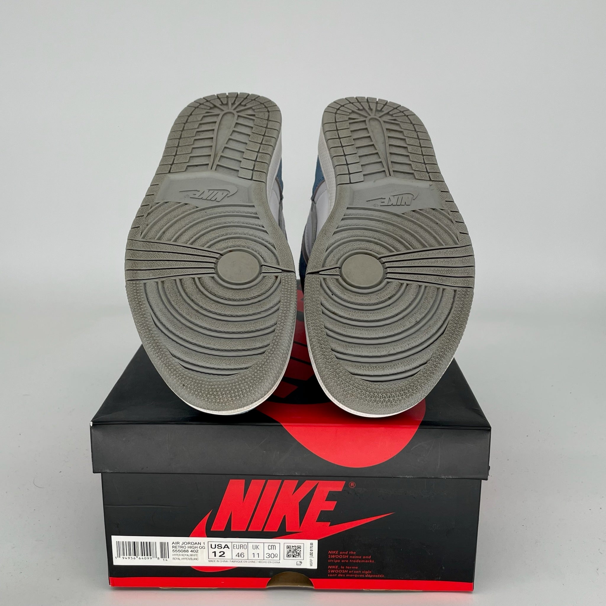 Air Jordan 1 Hyper Royal Sneakers - Size 12 Men's Basketball Shoes (555088-402) - Perfect for Streetwear, Casual Outfits & Sneaker Collectors