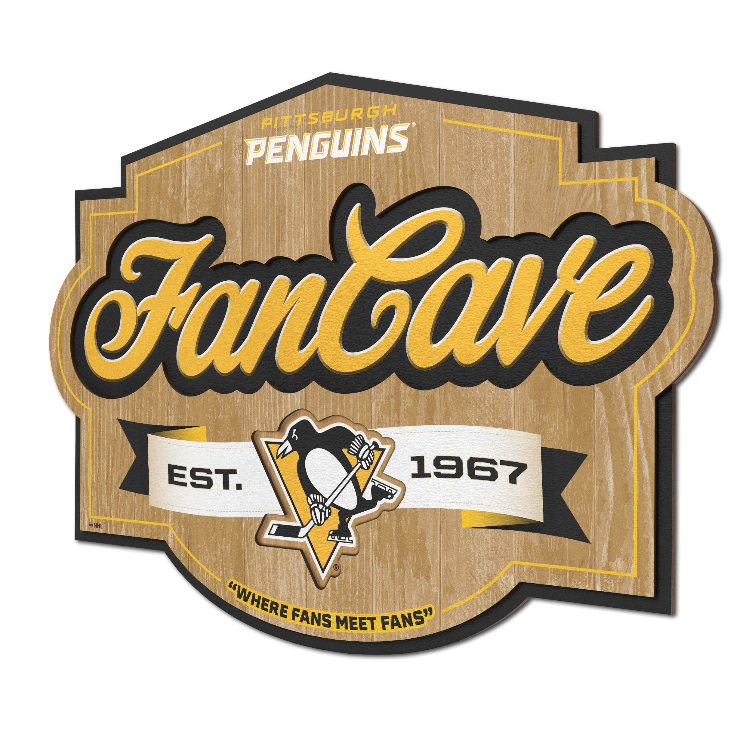 Official Pittsburgh Penguins NHL Fan Cave Sign - Perfect for Game Room, Man Cave, or Sports Bar Decor - NHL Team Logo Wall Art for Hockey Fans