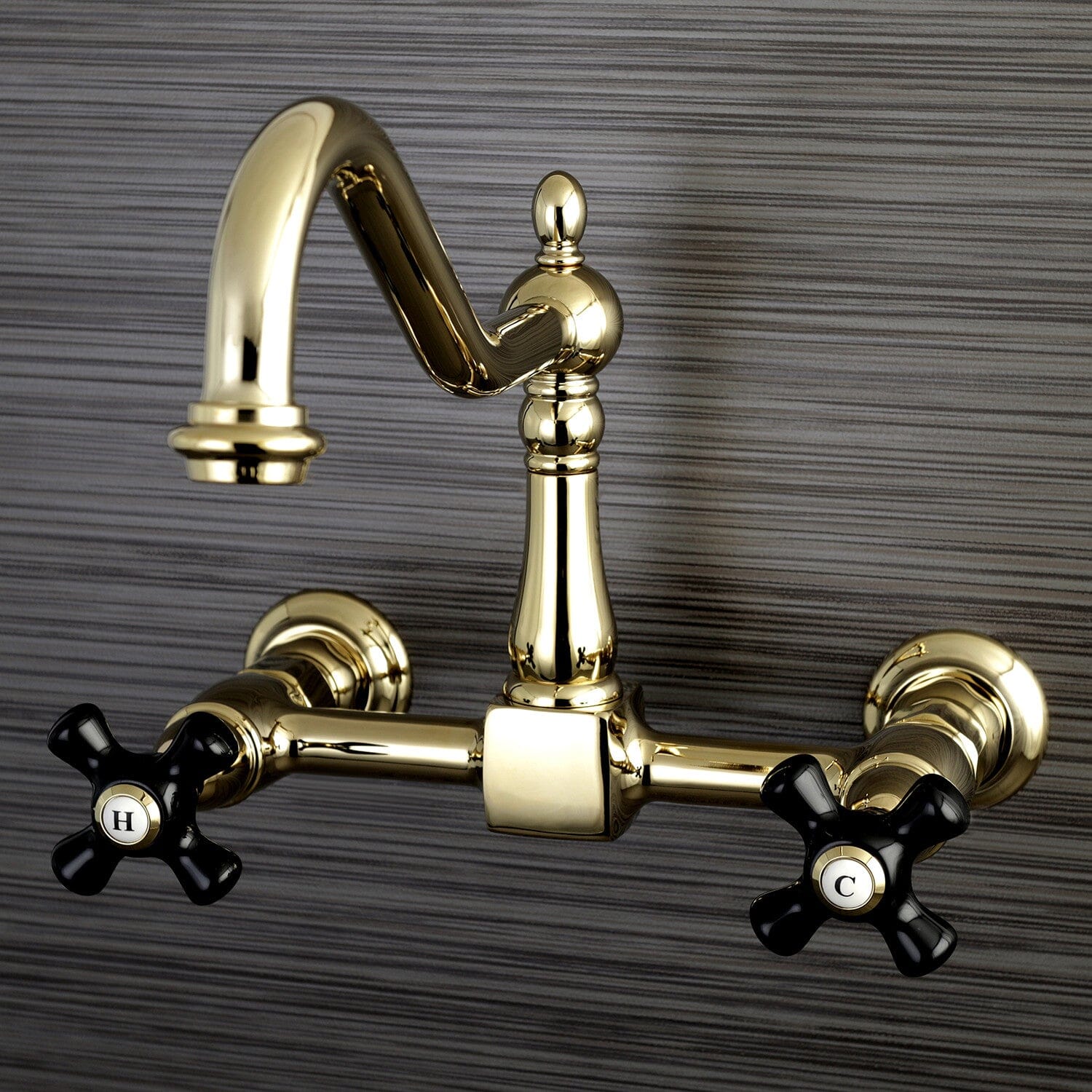 Duchess Two-Handle Wall Mount Bridge Kitchen Faucet with 2 Holes - Vintage Style for Farmhouse, RV & Tiny Home Sinks