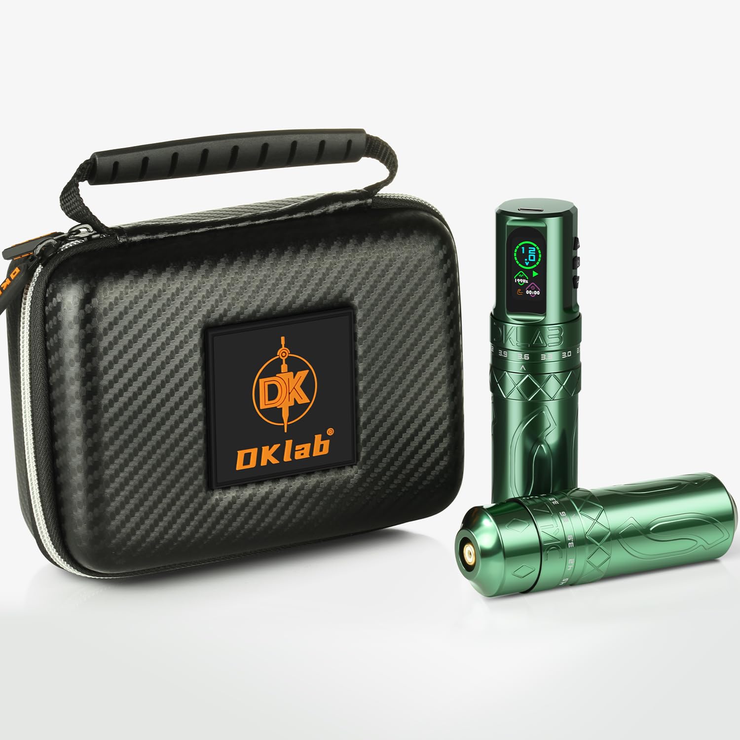 DKLAB Mizar Professional Rotary Tattoo Pen Machine Kit - Strong Japanese Coreless Motor, Adjustable Stroke 2.7mm-4.5mm, Includes 2x 1800mAh Batteries (Black) - Perfect for Tattoo Artists, Beginners & Professionals, Home & Studio Use