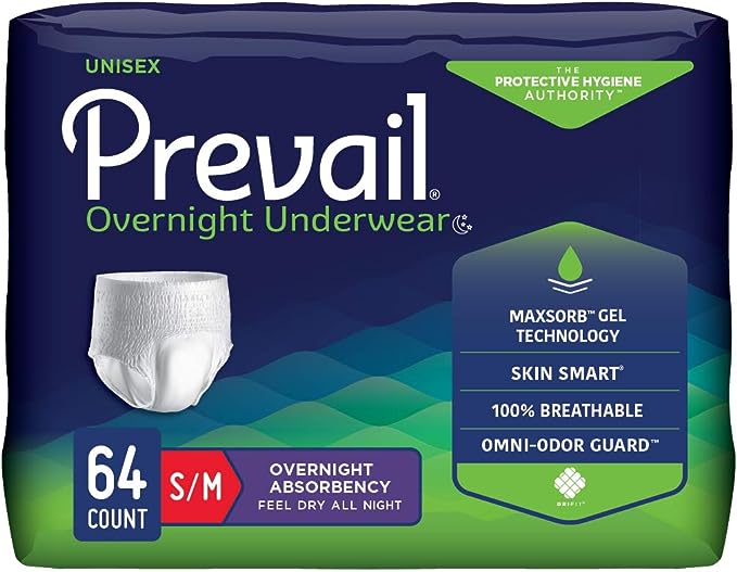 Prevail Unisex Overnight Protective Underwear - Maximum Absorbency for Incontinence (PVX 512, PVX 513, PVX 514) - Ideal for Nighttime Protection and Comfort