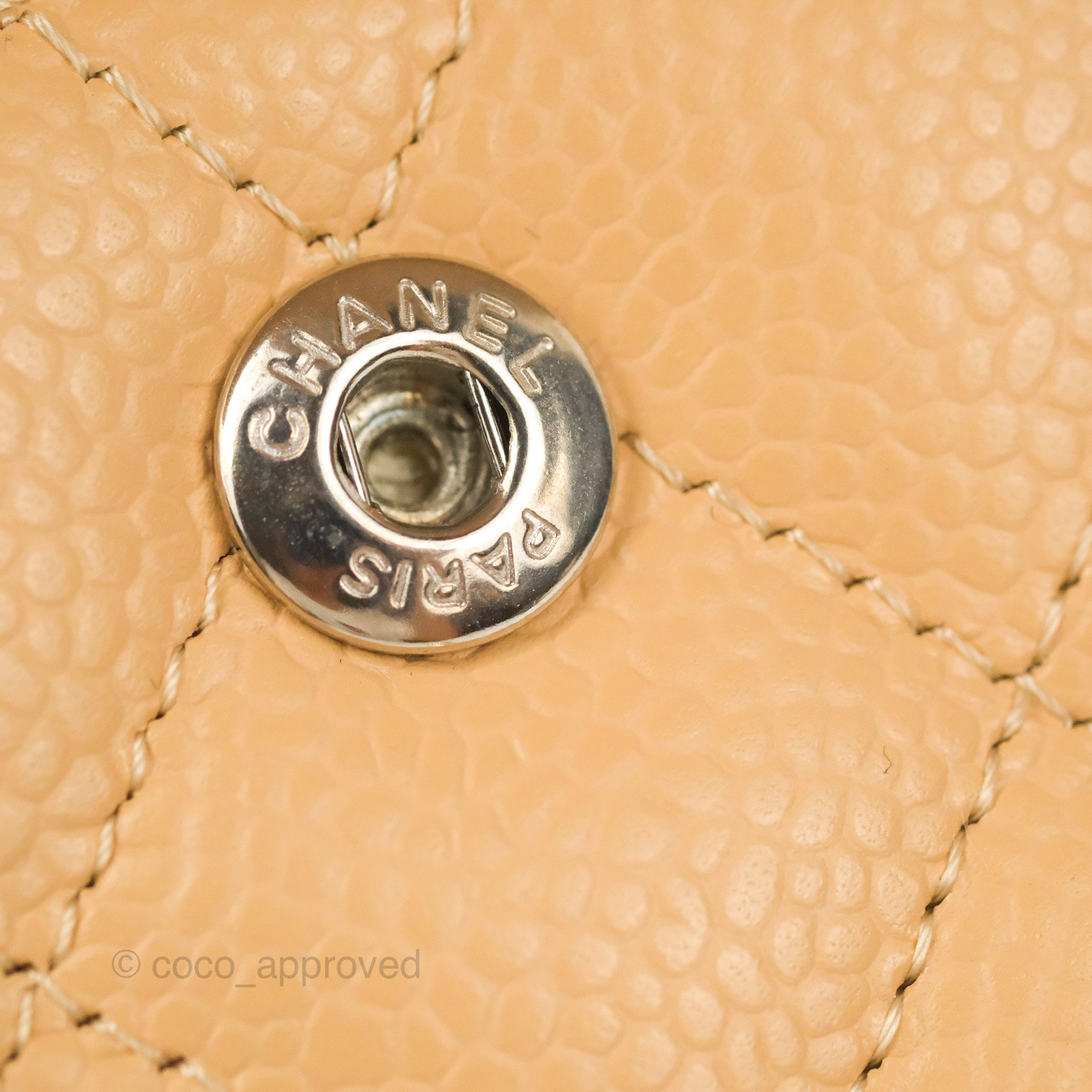Chanel Classic Medium Flap Bag Quilted Beige Caviar Leather with Silver Hardware - Perfect for Everyday Luxury & Special Occasions