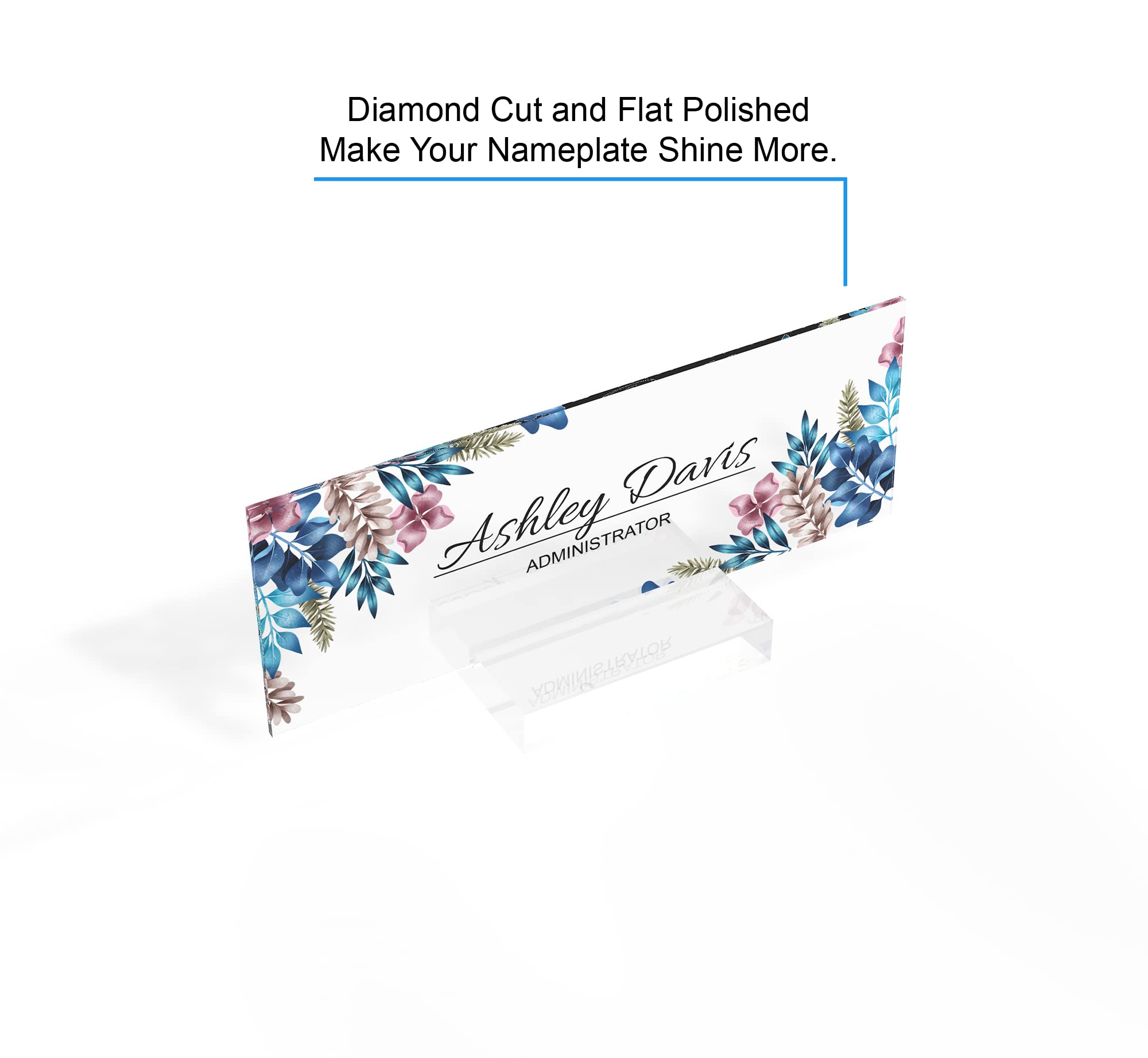 Custom Acrylic Desk Name Plate with Wooden Base - Personalized Office Name Sign for Desk Decor, Coworker Gift, Wedding, Graduation & Corporate Events