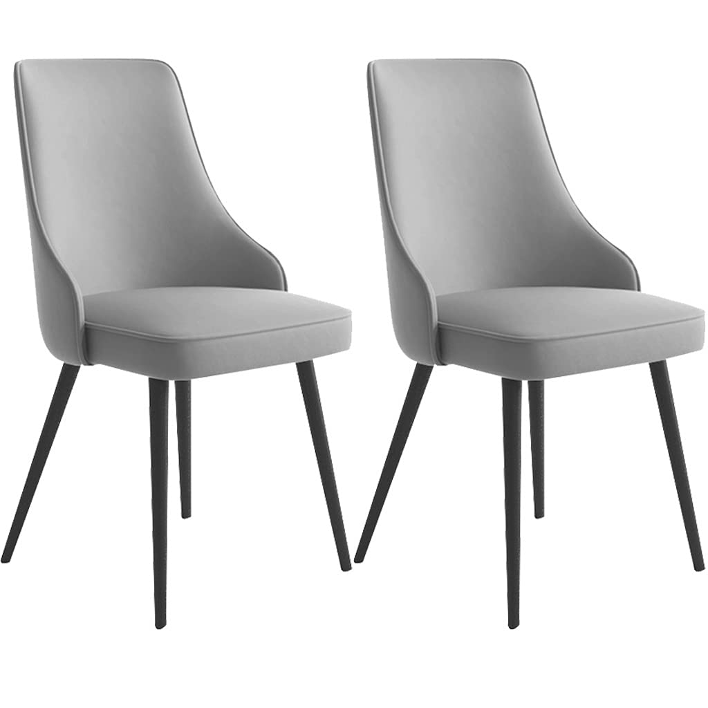 2 Pack Waterproof PU Leather Dining Chairs with Metal Legs - Modern Kitchen Counter Stools for Living Room, Bar & Lounge (Grey Upholstery with Black Metal Base) - Perfect for Small Spaces, Breakfast Nooks & Compact Dining Areas