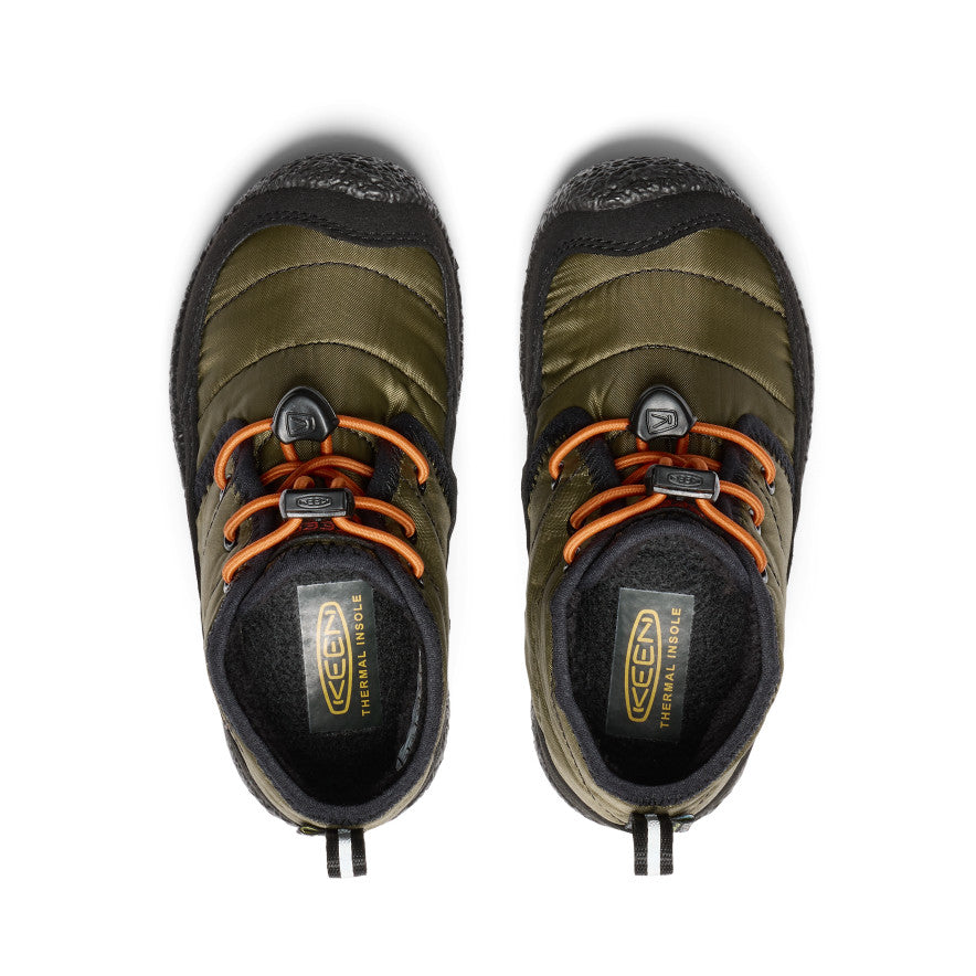 Little Kids' Howser II Waterproof Chukka Boots - Dark Olive/Gold Flame | Water-Resistant Outdoor Shoes for Boys & Girls | Perfect for Hiking, Rainy Days & Playground Adventures