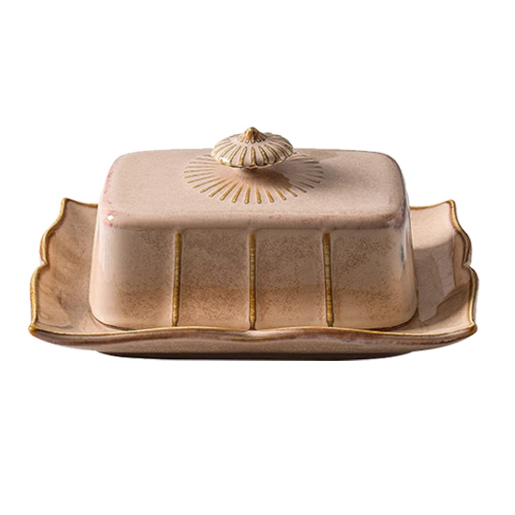 Ceramic Butter Dish Set - Practical Butter Holder Plate for Serving & Storage - Perfect for Dining Tables, Breakfast, and Entertaining Guests