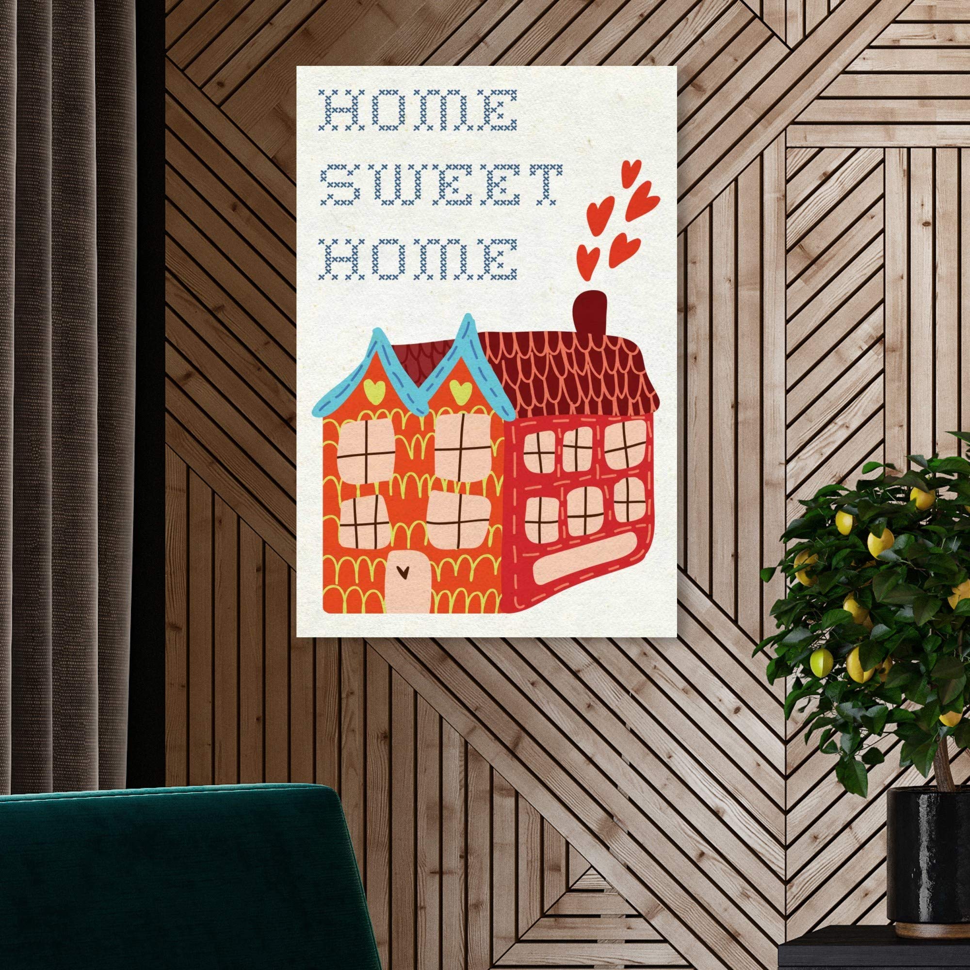 Oliver Gal Artist Co. 'Kids Sweet Home' Typography Wall Art Canvas Print - 20x30 Inch Orange & White Nursery Decor for Children's Bedroom, Playroom & Baby Shower Gift
