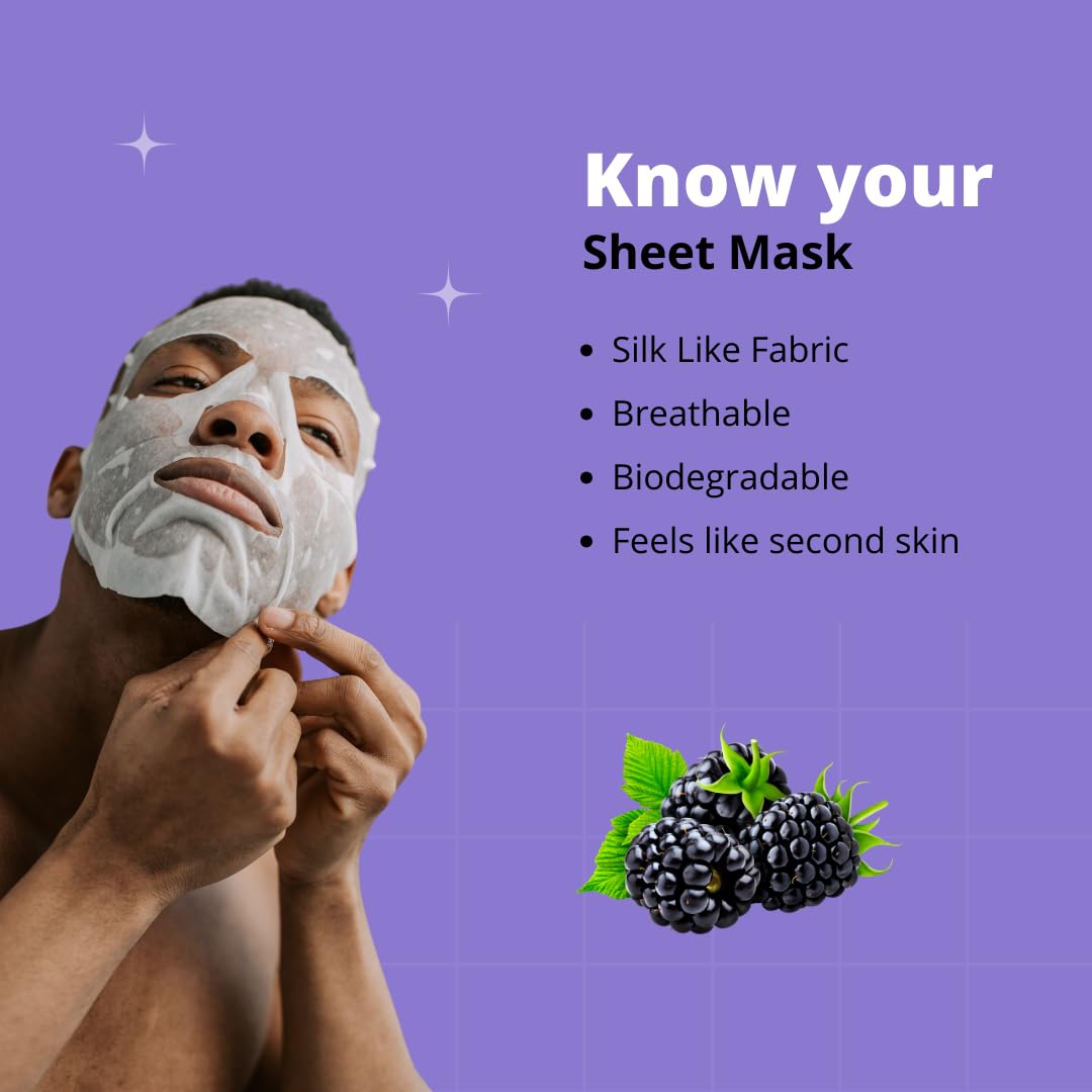 Skin FX Brightening Face Sheet Mask with Green Tea & Allantoin - Hydrating & Repairing Korean Facial Mask for Glowing Skin | Daily Use for Men & Women | Pack of 2 | Perfect for Dry Skin Care & Post-Workout Refreshment