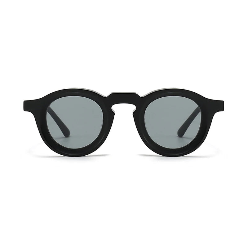 Stylish Black Unisex Acetate Round Sunglasses with Full Rim - Perfect for Outdoor Activities, Beach Vacations & Driving - Model 442741