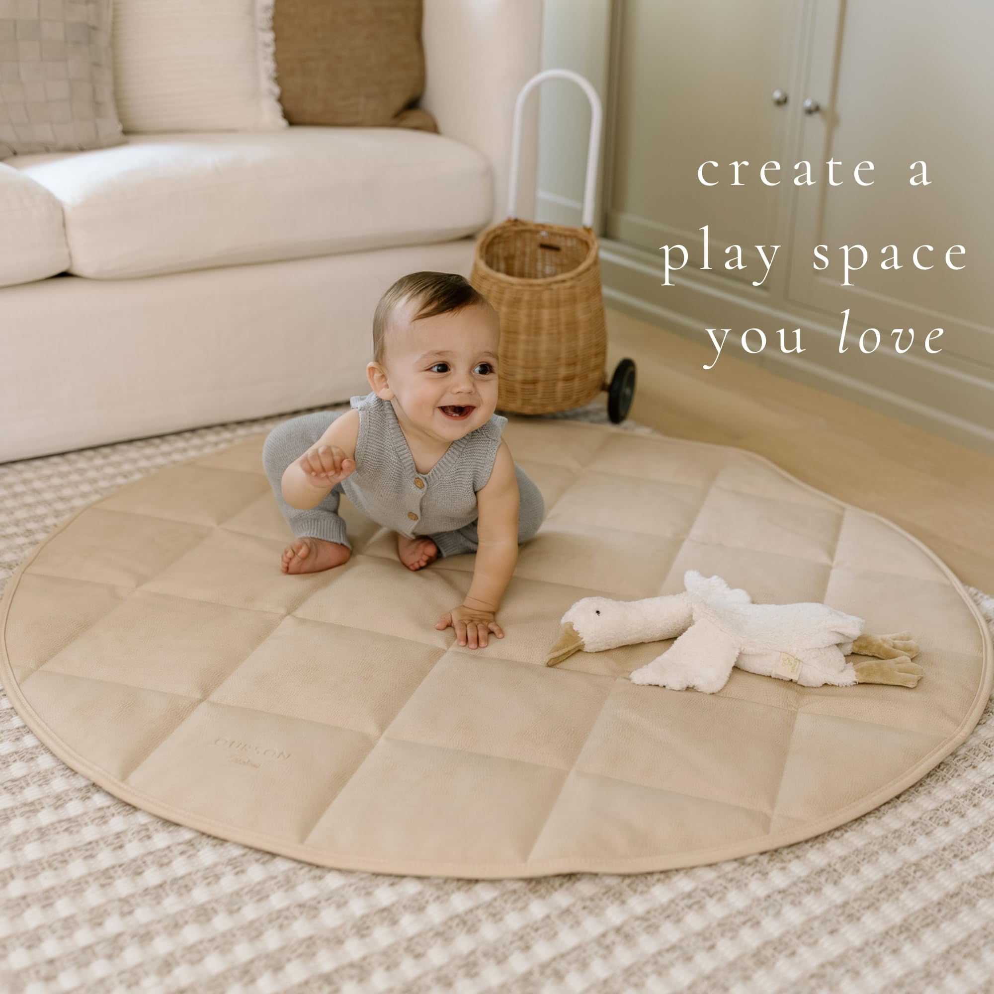Vegan Leather Quilted Travel & Play Mat - Non-Toxic Padded Floor Mat for Yoga, Gym, Camping & Baby Play - The Everywhere Mat in Chestnut Brown