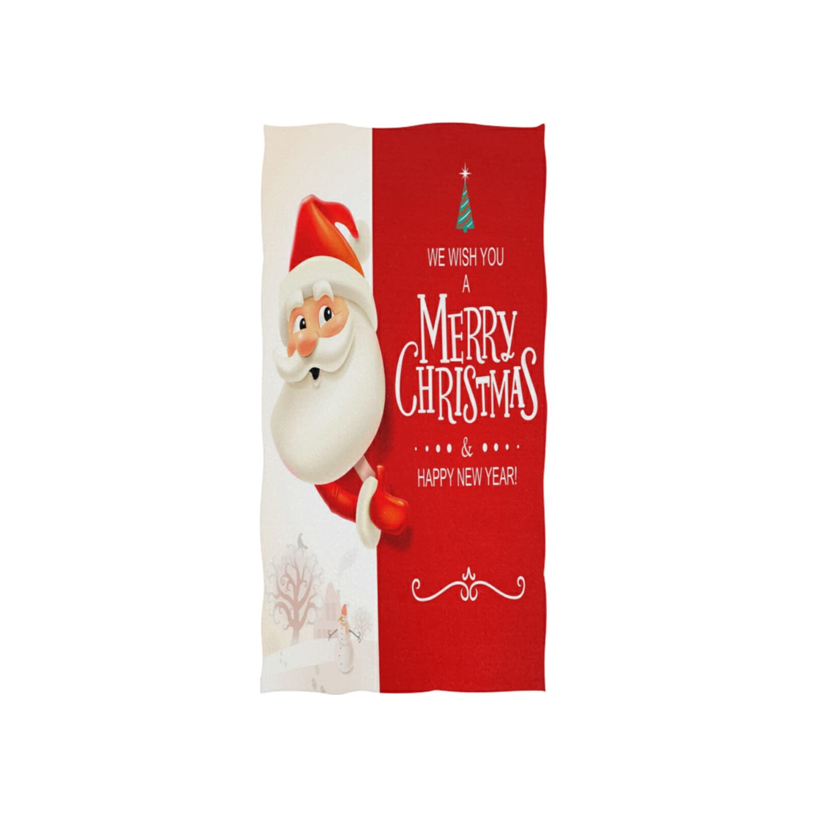 ALAZA Premium Red Santa Claus Winter Spa Towel - 30x15 Inches Soft Absorbent Gym & Sports Towel for Christmas, New Year, Hotel, Bath & Hand Workouts - Perfect for Holiday Gifts, Fitness & Spa Relaxation