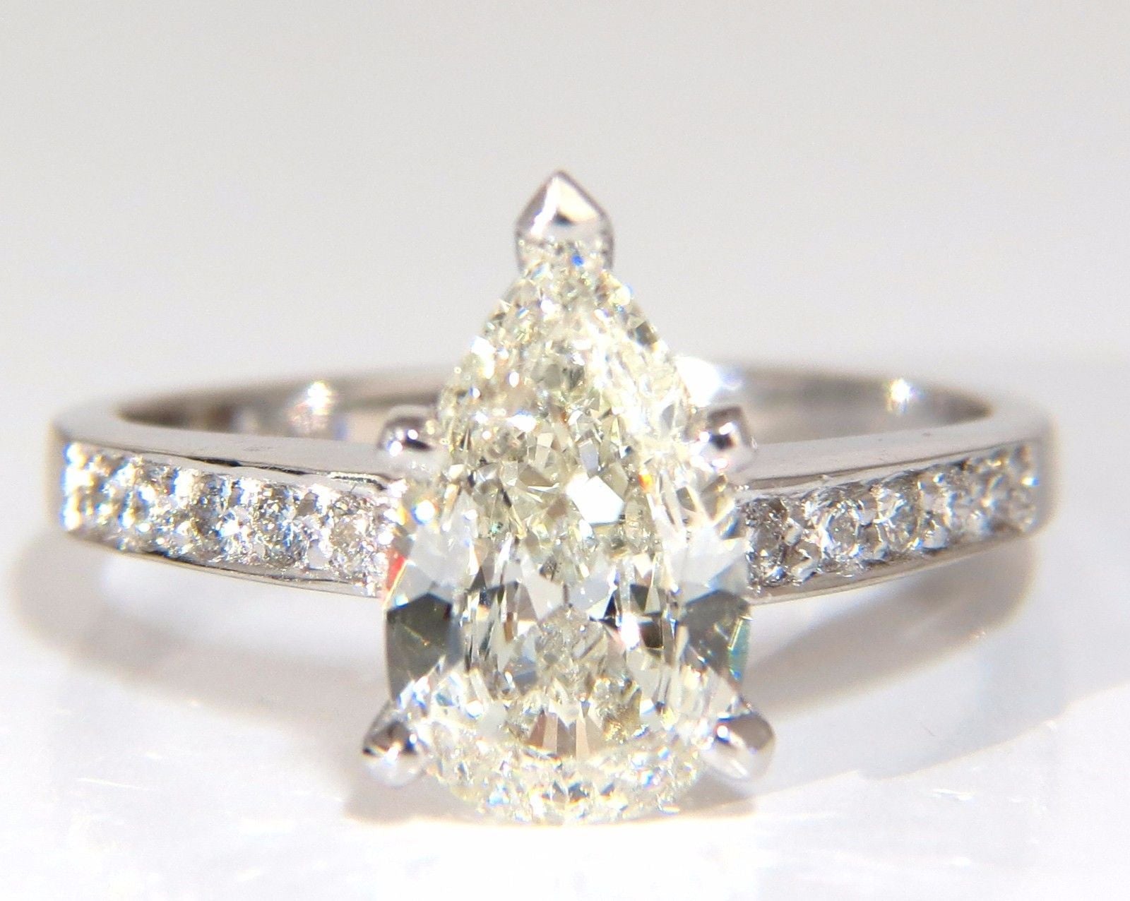 GIA Certified 1.49ct Pear Shape Diamond Ring with 0.20ct Round Accents in 14K Gold - Perfect for Engagement, Wedding & Anniversary Gifts