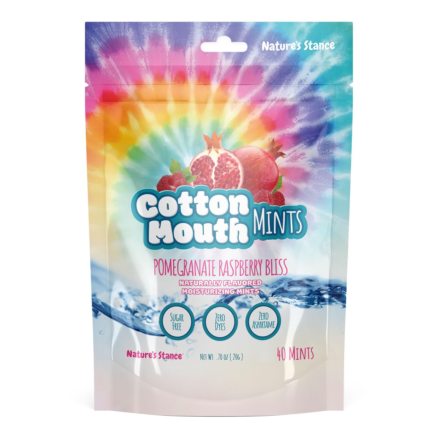 Nature's Stance Xylitol Mints for Dry Mouth Relief - Sugar Free Cotton Mouth Lozenges, Stimulates Saliva & Freshens Breath, 40 Count (Pomegranate Raspberry Bliss) - Perfect for Travel, Work & Post-Workout Freshness