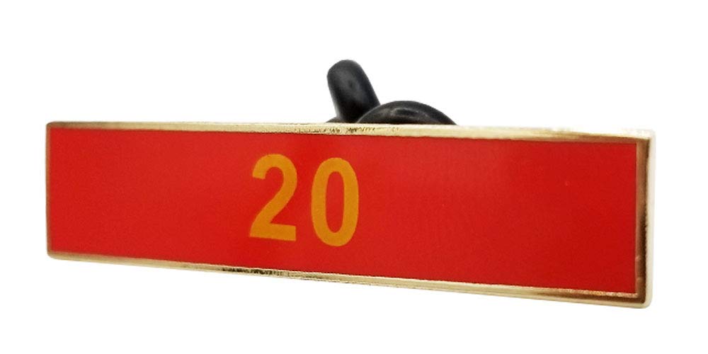 20 Years of Service Red Citation Bar - Premium Award Ribbon for Military, Police & First Responders Recognition Ceremonies