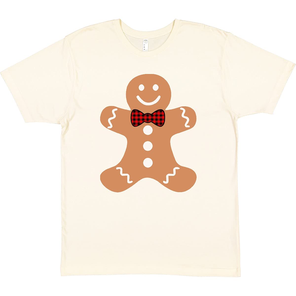 Inktastic Cute Gingerbread Man with Red Plaid Bowtie Christmas T-Shirt - Funny Holiday Gift for Men, Women & Kids - Perfect for Xmas Parties, Family Gatherings & Winter Festivals