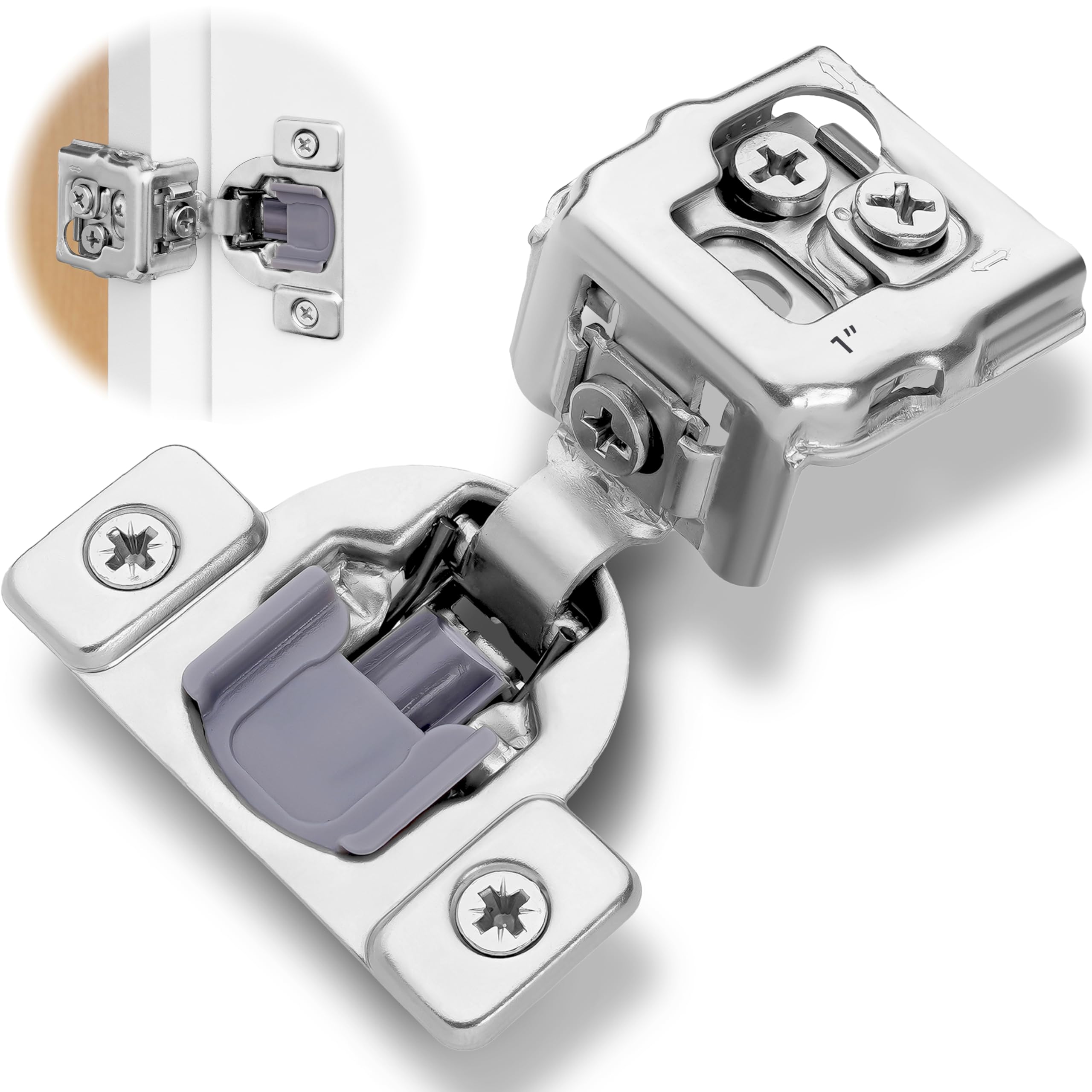 DecoBasics 6 Pack Soft Close Cabinet Hinges - Satin Nickel Finish, 1