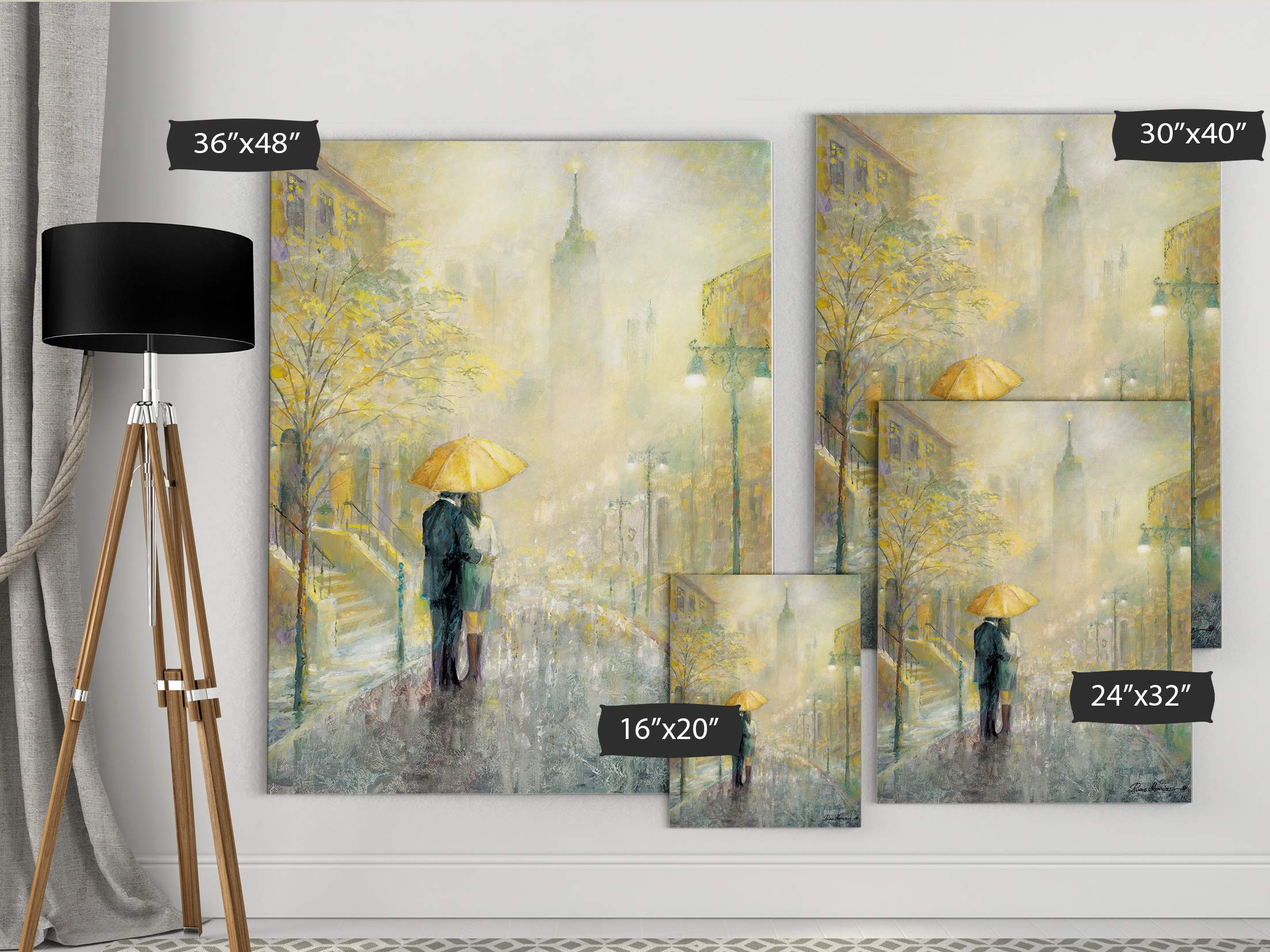 Wexford Home City Romance I Gallery Wrapped Canvas Wall Art - 36x48 Inches - Modern Abstract Painting for Living Room, Bedroom & Office Decor