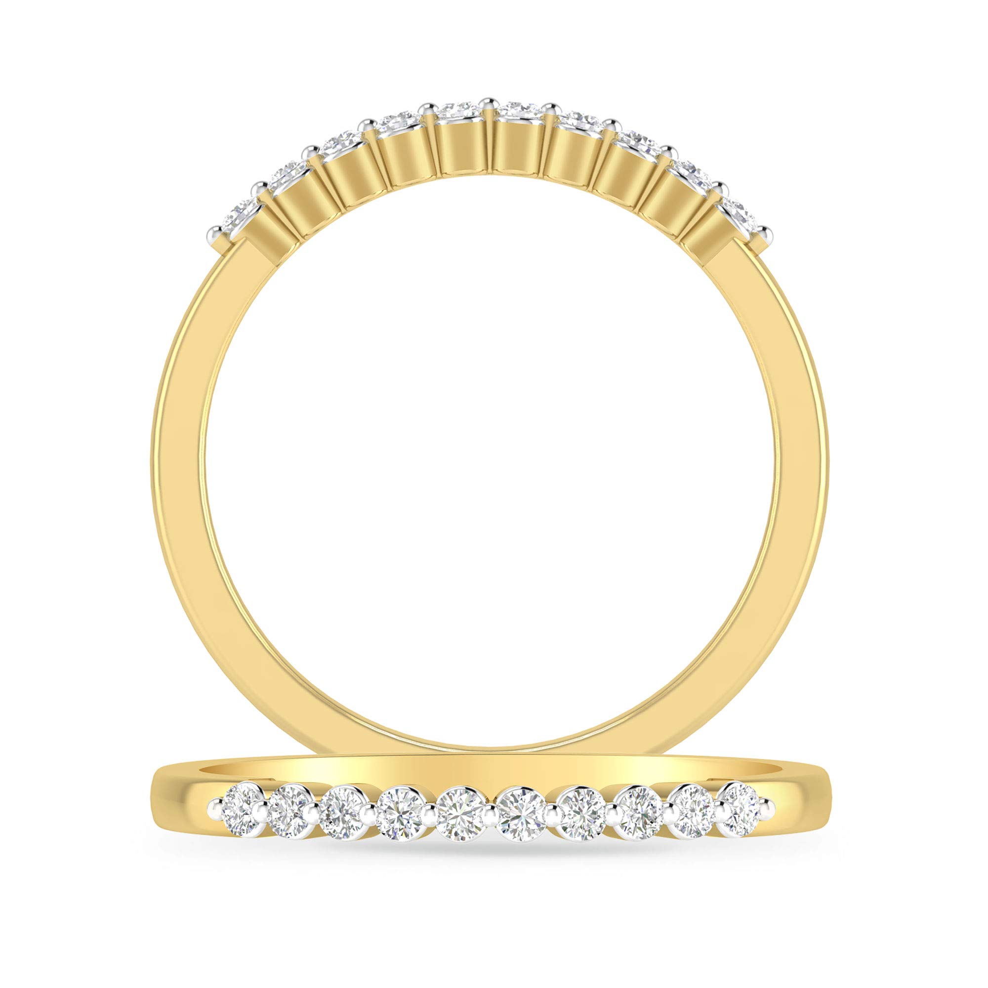 1/10 Carat 14K Gold Round Diamond Stackable Wedding Band for Women - H-I Color, I2-I3 Clarity - Anniversary, Engagement & Everyday Wear Jewelry Gift