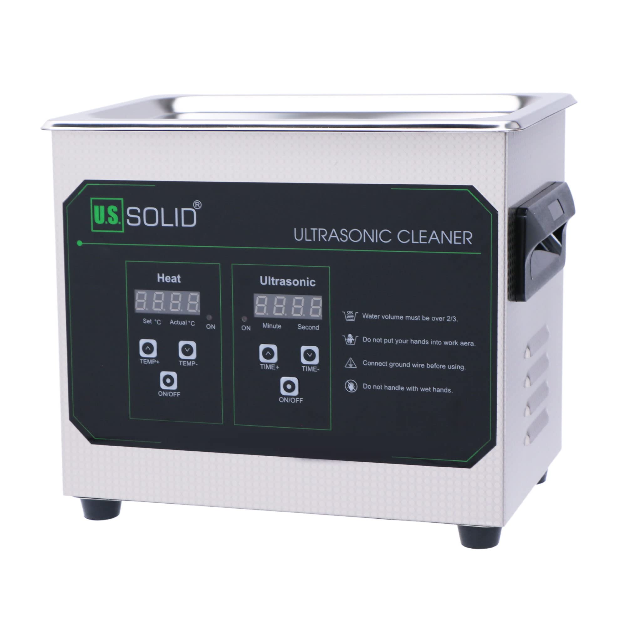 U.S. Solid 3L Ultrasonic Cleaner - 40KHz Stainless Steel Jewelry Cleaning Machine with Digital Timer & Heater | Industrial & Home Use for Jewelry, Watches, Glasses, Dentures | FCC, CE, RoHS Certified