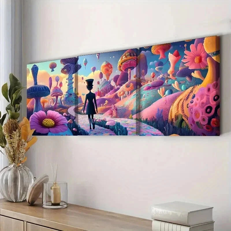 3-Piece Strange Place (6) Wall Art Set - Framed Canvas 50x70cm - High Quality Print - 100% Australian Made - Ready to Hang - Perfect for Living Room, Bedroom & Office Decor