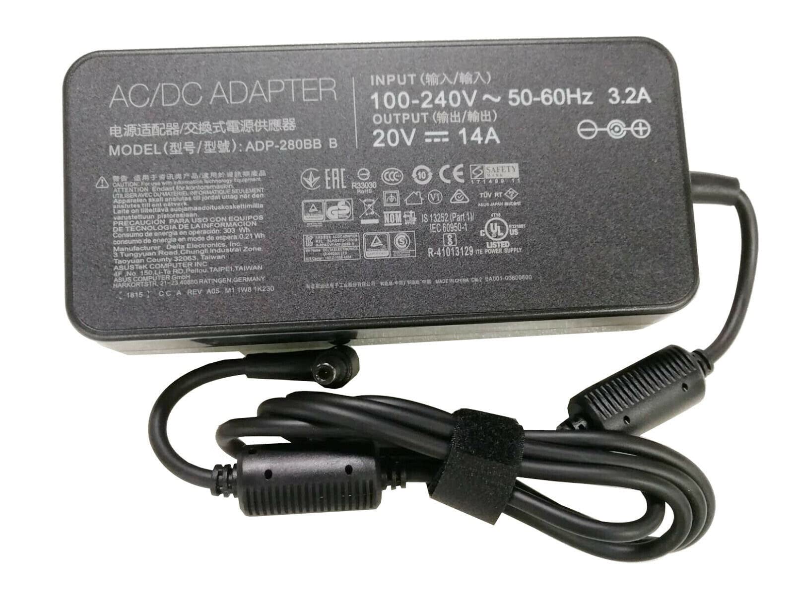 20V 14A 280W AC Power Adapter Charger for ASUS ROG Zephyrus S17 GX703 Series (GX703HS-KF004R/GX703HR-KF051R/GX703HM-KF001R) - Replacement Laptop Charger for Gaming, Work & Travel