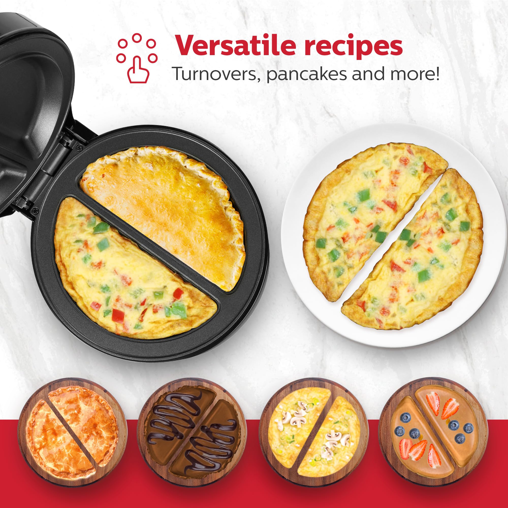 Holstein Housewares Non-Stick Omelet & Frittata Pan - 2 Portion Egg Cooker with Stainless Steel Handle - Perfect for Breakfast, Brunch & Quick Meals - Black/Stainless Steel Design